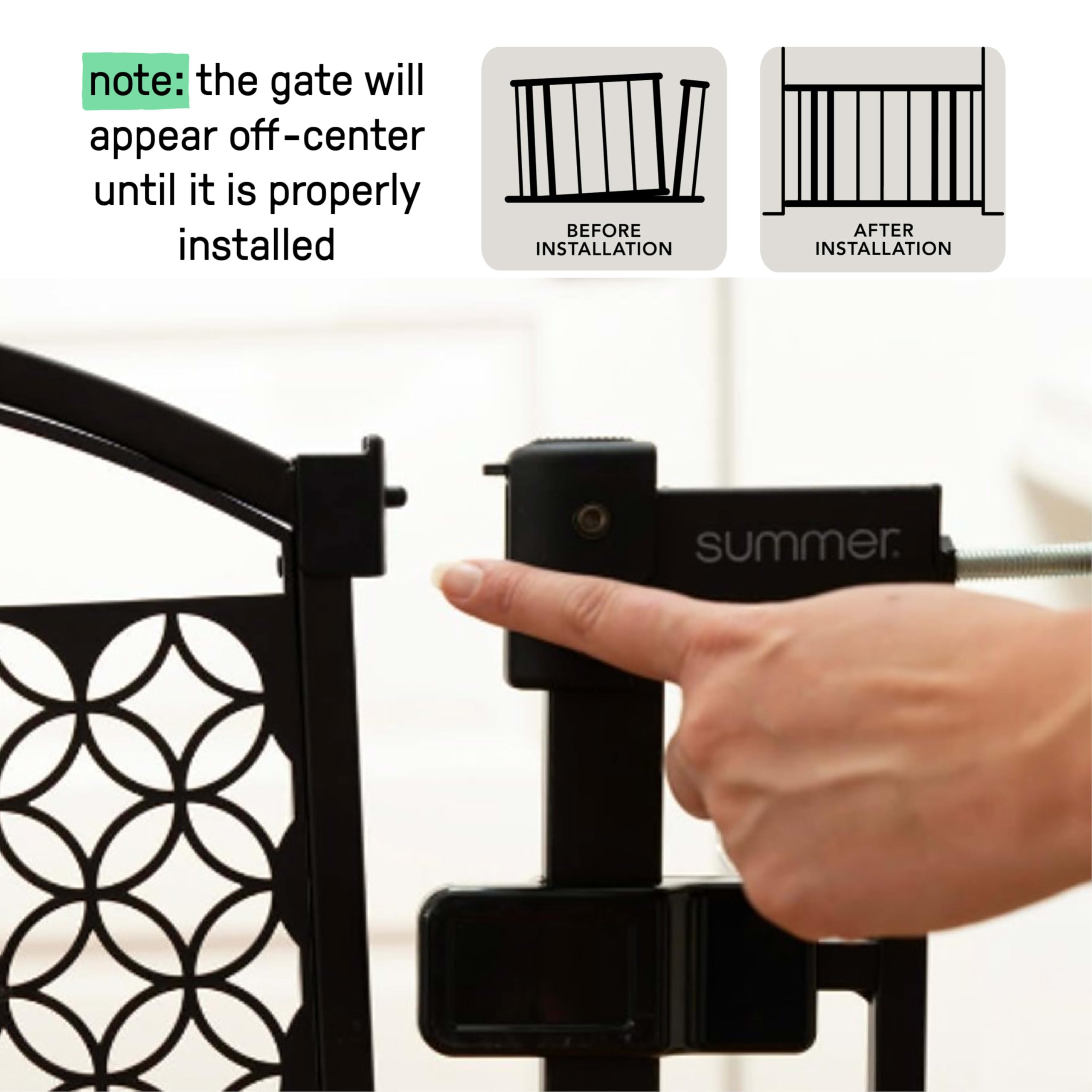 Summer Infant Metal Expansion Extra Wide Safety Pet And Baby Gate, 44'-71' Wide, 36” Tall, Hardware Mounted For Dog And Child Safety, Fits Large Opening Or Doorway, Auto Close Walk Thru Door - Bronze