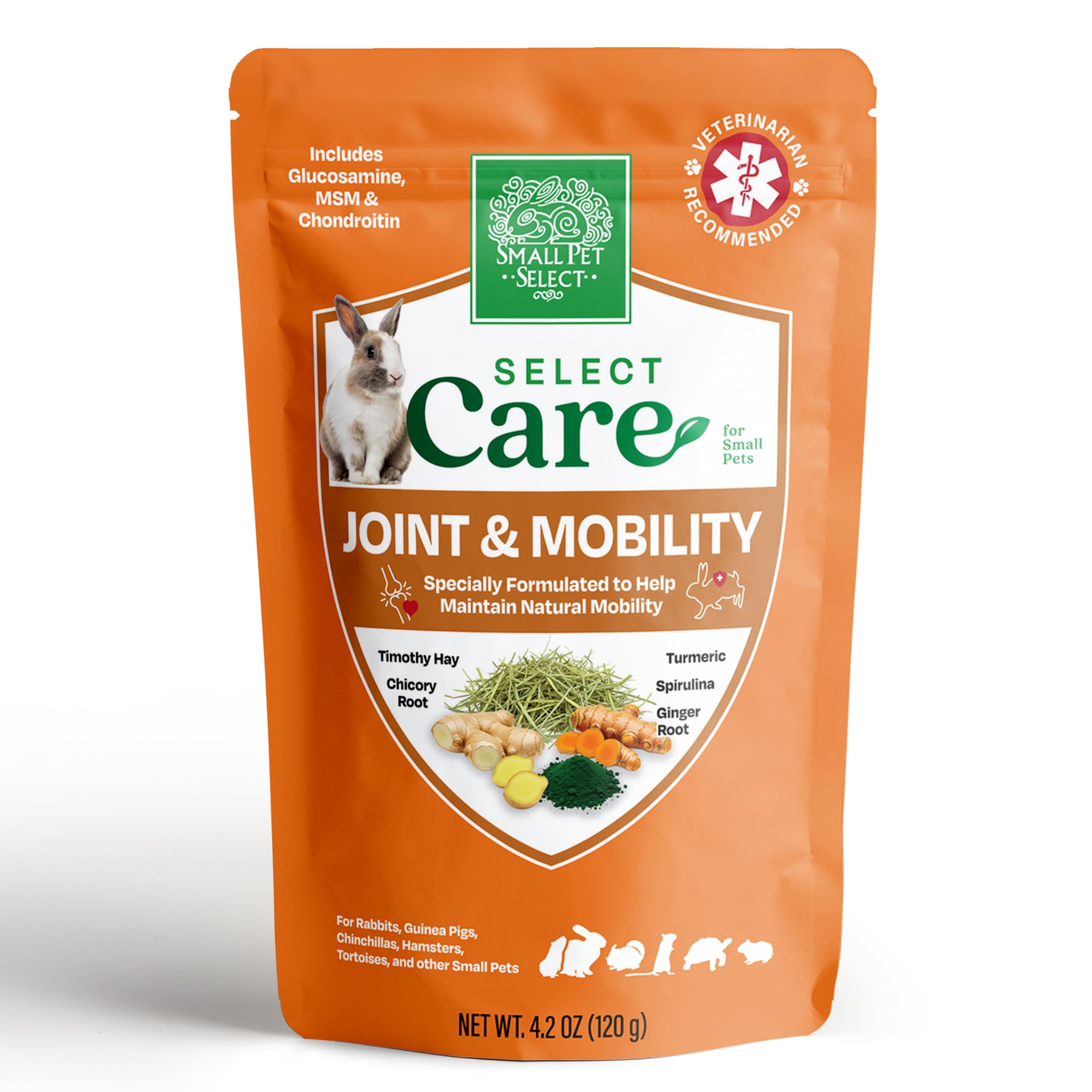 Small Pet Select - Select Care Joint Mobility Support Supplement, Natural High Fiber Timothy Hay Based Treats for Rabbits, Guine