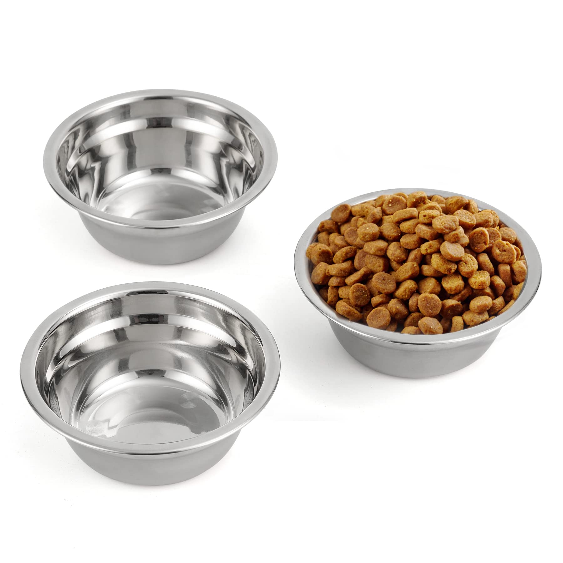 JAZUIHA Cat Food Bowls Set, Stainless Elevated Pet Dishes Bowls with Wooden Stand, Adjustable Heighs Cat Feeder with 3 Bowls for
