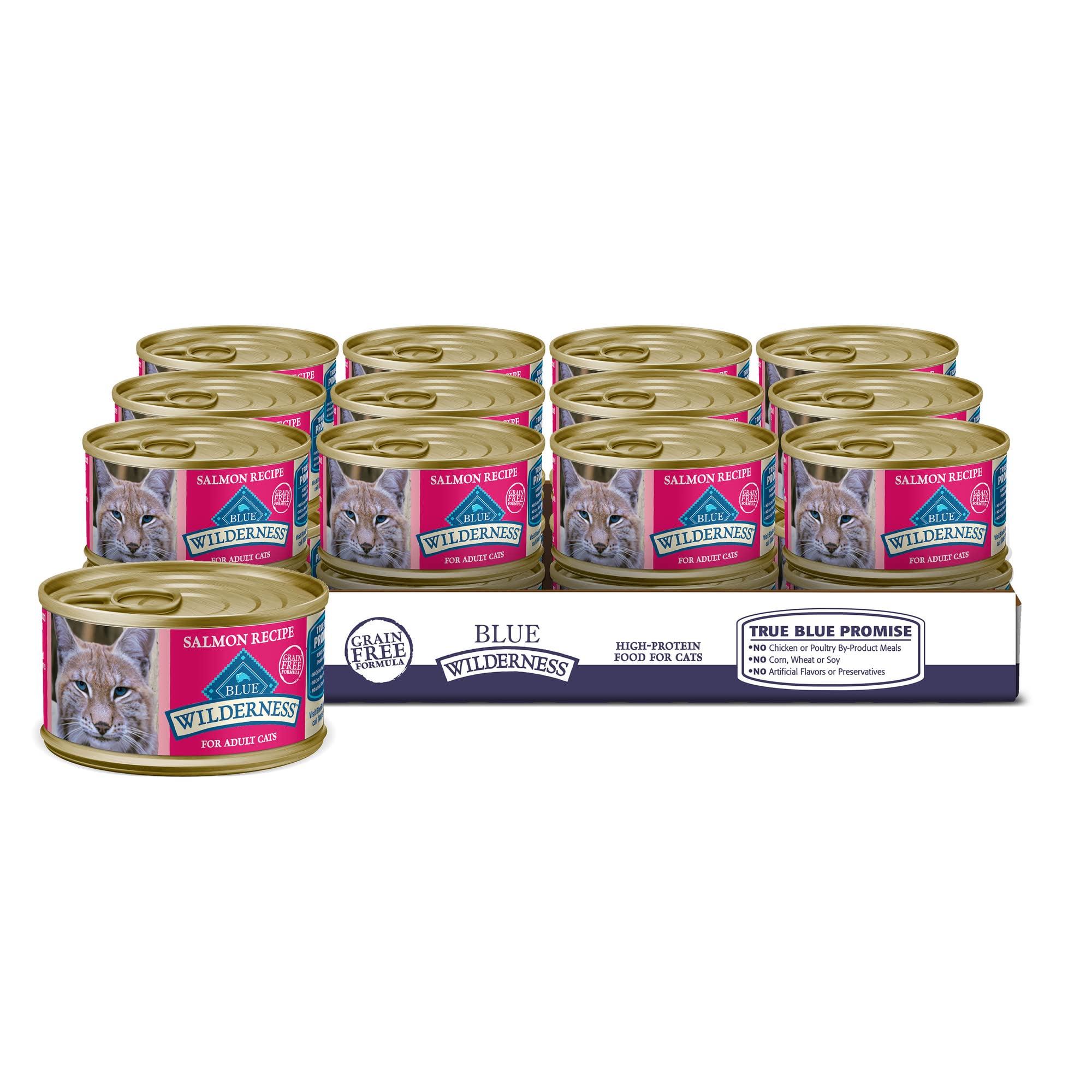 Blue Buffalo Wilderness Natural High-Protein Grain-Free Wet Food for Adult Cats, Salmon Pat  , 3-oz. Cans, 24 Count