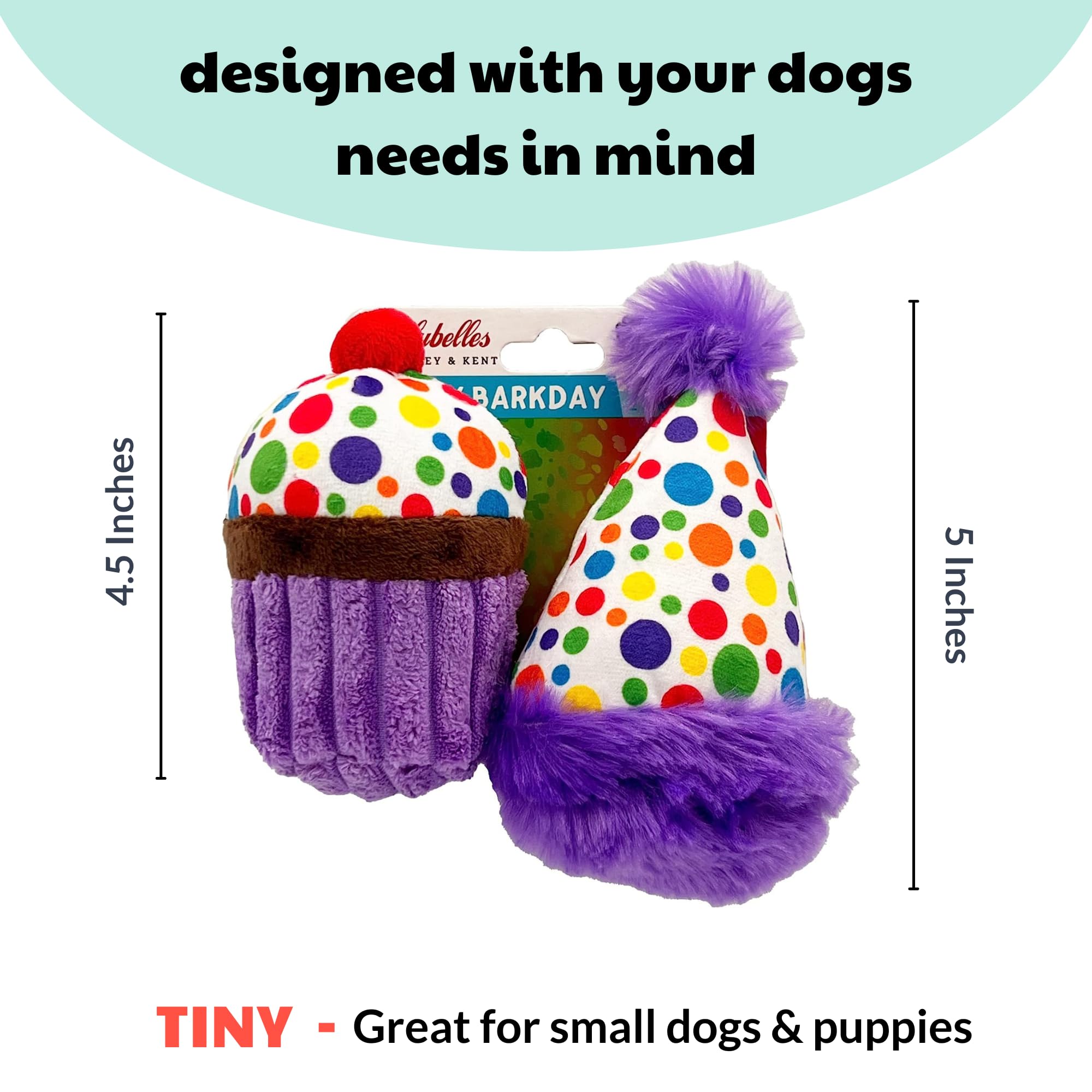 Huxley & Kent Tiny Tuff | It'S My Barkday | Extra Tough Dog Toy For Small Dogs | 2-Pack Funny Dog Toy | Features Squeaker, Crink
