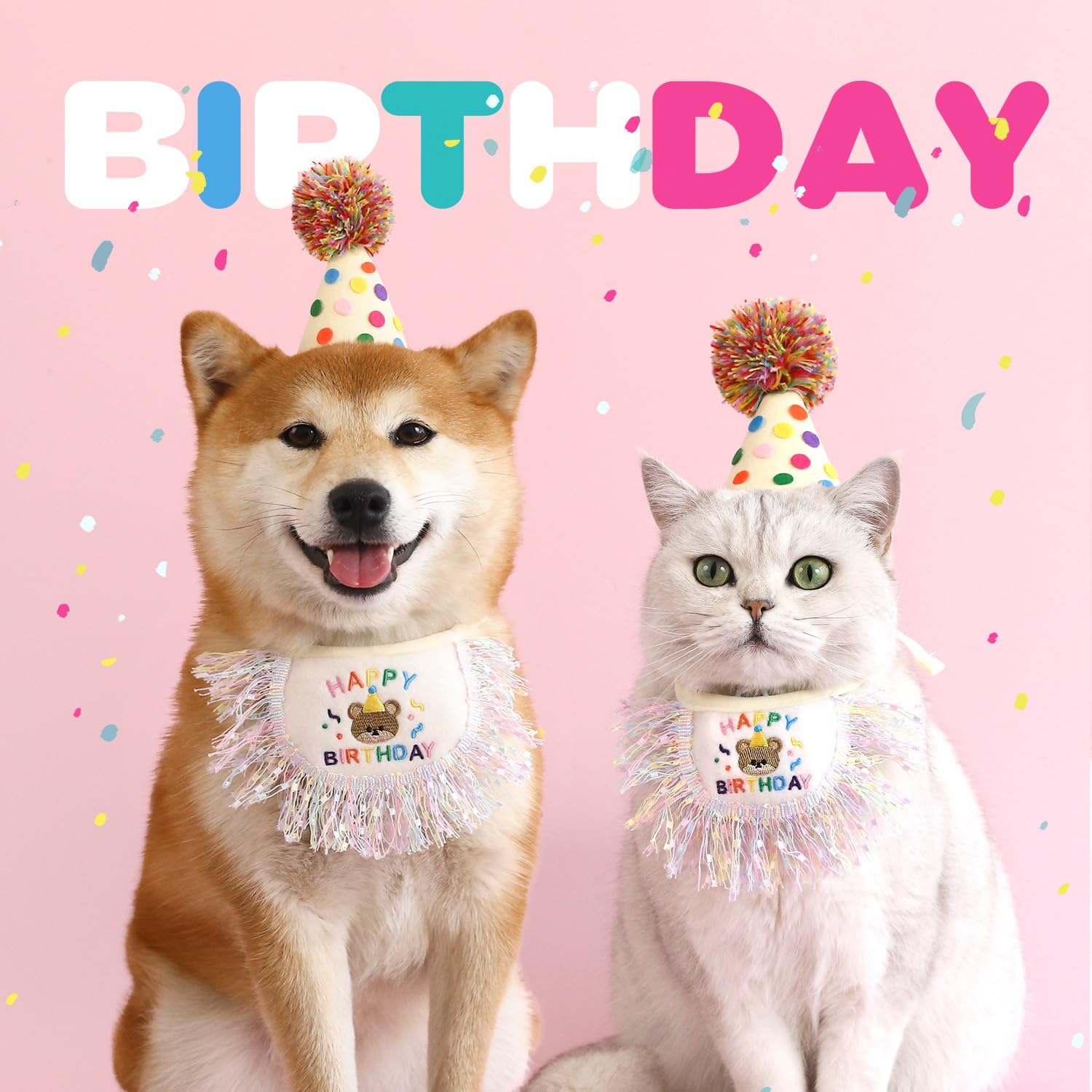 Cat Birthday Bandana Scarf And Party Hat Cute Tassels Bib Scarf And Birthday Hat Cat Birthday Party Decorations Set