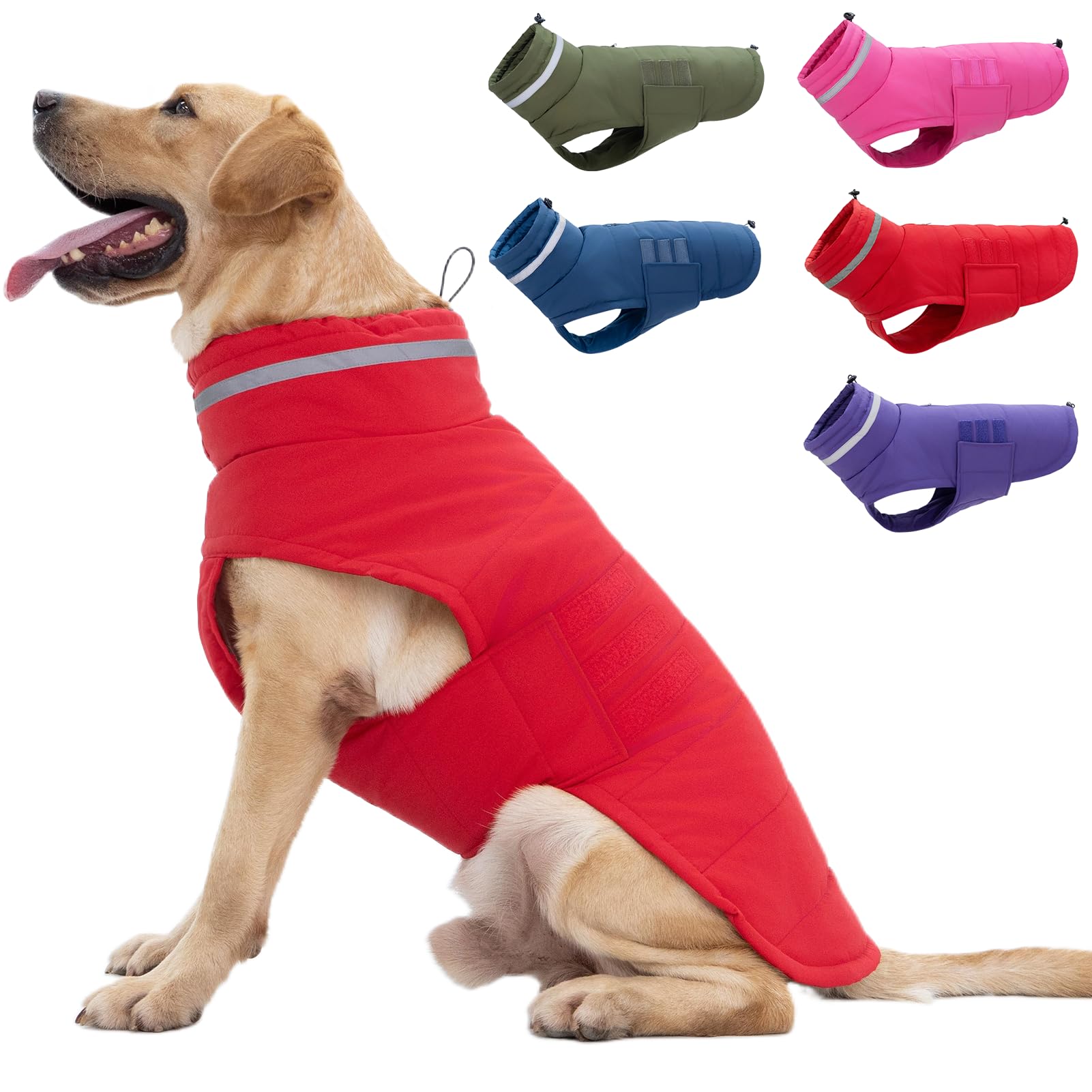Mklhgty Dog Coat, Waterproof Dog Jacket Dog Winter Coat Dog Cold Weather Coats, Warm Windproof Dog Snow Jacket Clothes, Reflecti