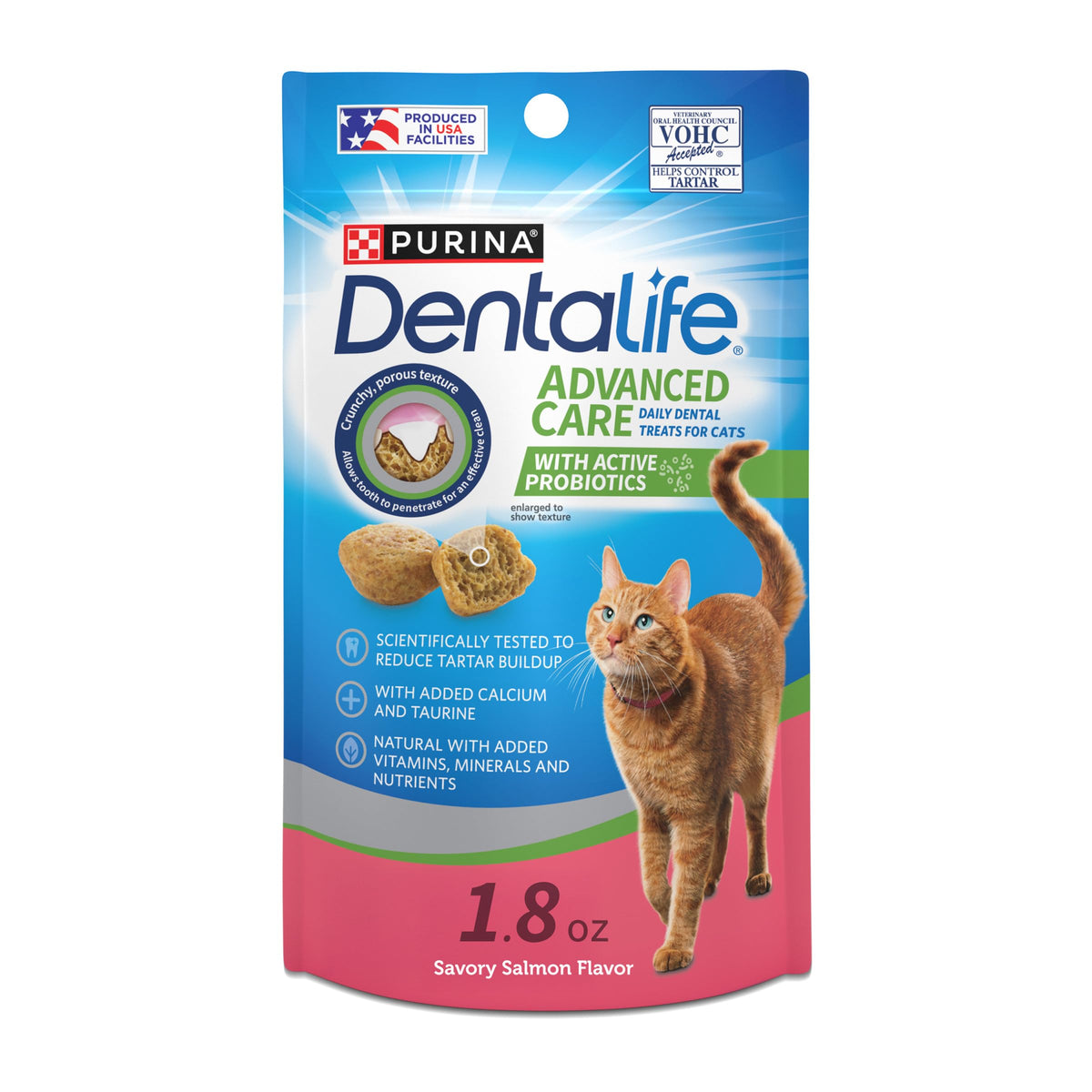 Purina Dentalife Made In Usa Facilities Cat Dental Treats, Savory Salmon Flavor - (Pack Of 10) 1.8 Oz. Pouches