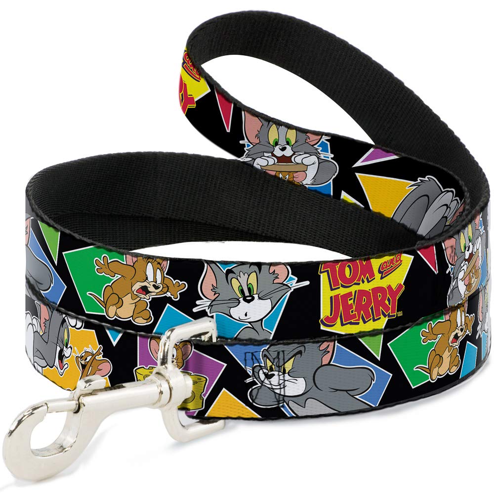 Dog Leash Tom Jerry Poses Black Multi Color 6 Feet Long 1.5 Inch Wide
