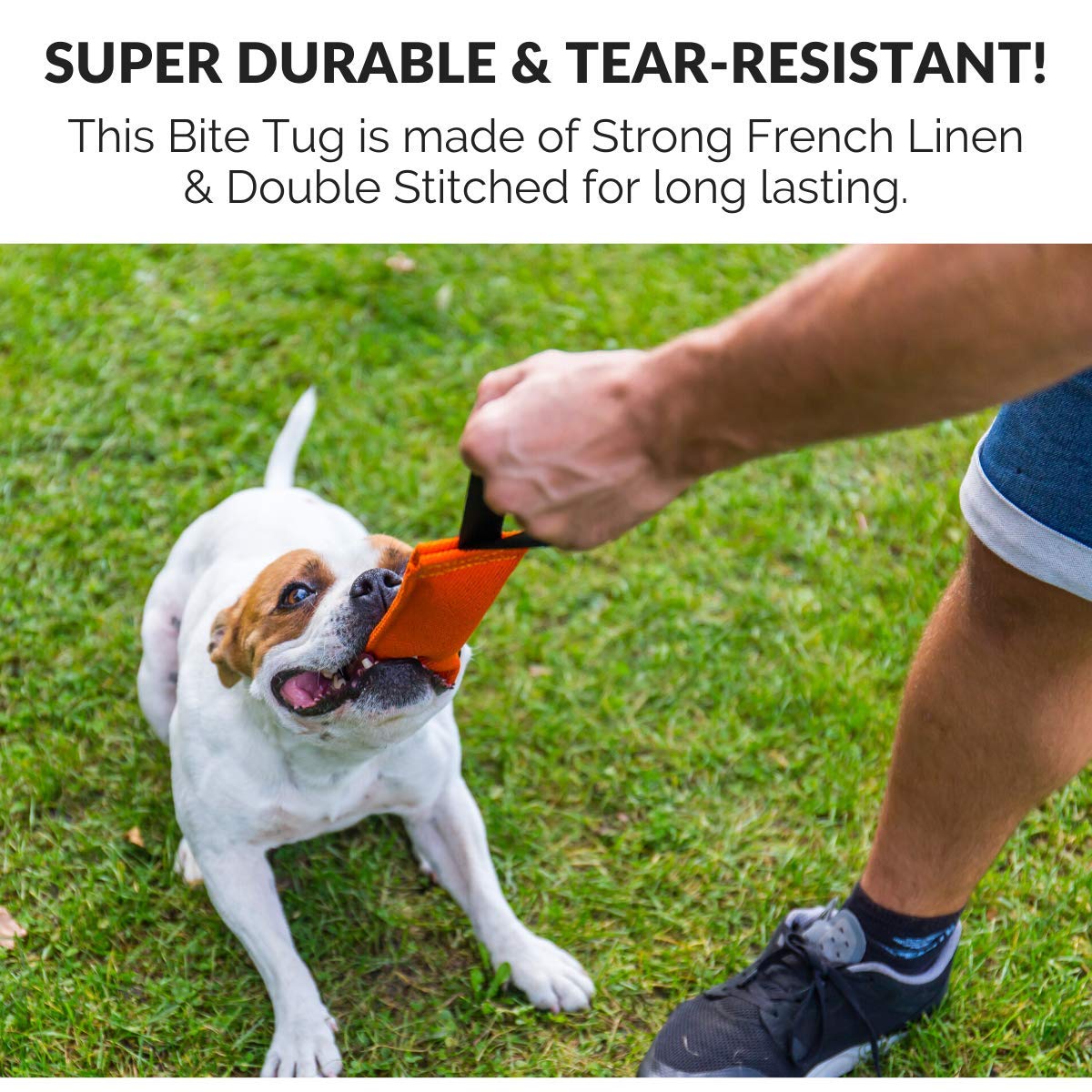 K9 Dog Bite Tug Toy - Made Of Durable & Tear-Resistant French Linen - Perfect For Tug Of War, Fetch & Puppy Training - Ideal For