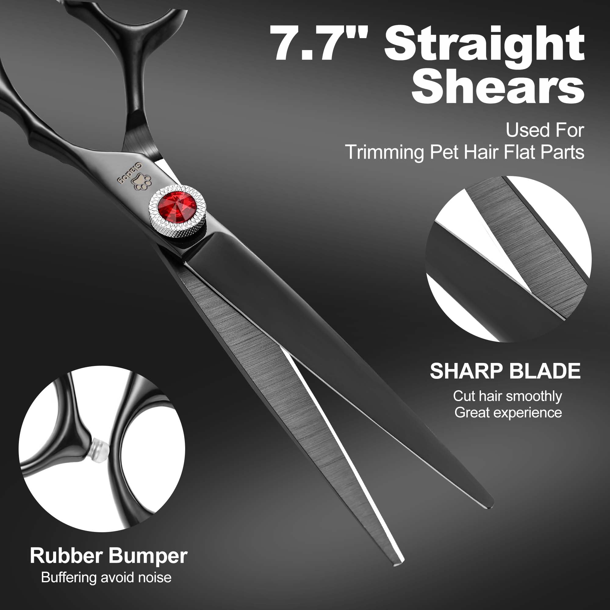 Gladog 7 Inch Professional Dog Grooming Scissors Kit, Titanium Dog Scissors For Grooming, Heavy-Duty Dog Shears For Grooming, 6-