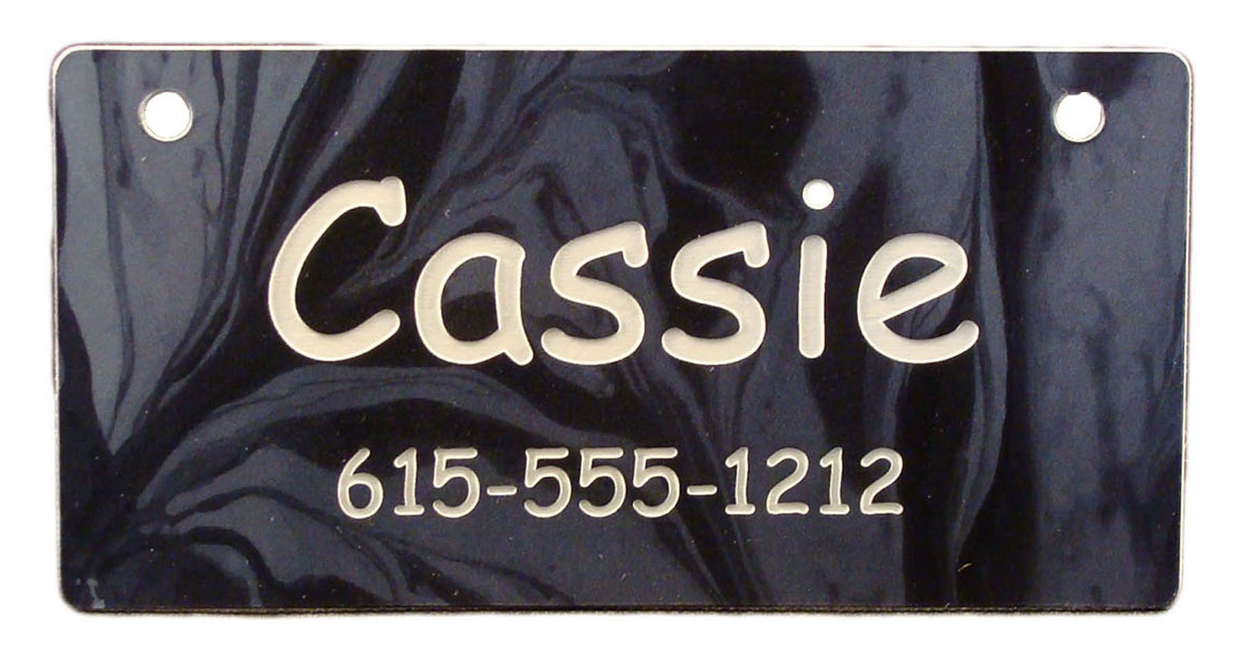 Personalized Pet Crate Tags 5X2 Inches - Customize - Choice Of 14 Unique Colors (Black Marble Design)