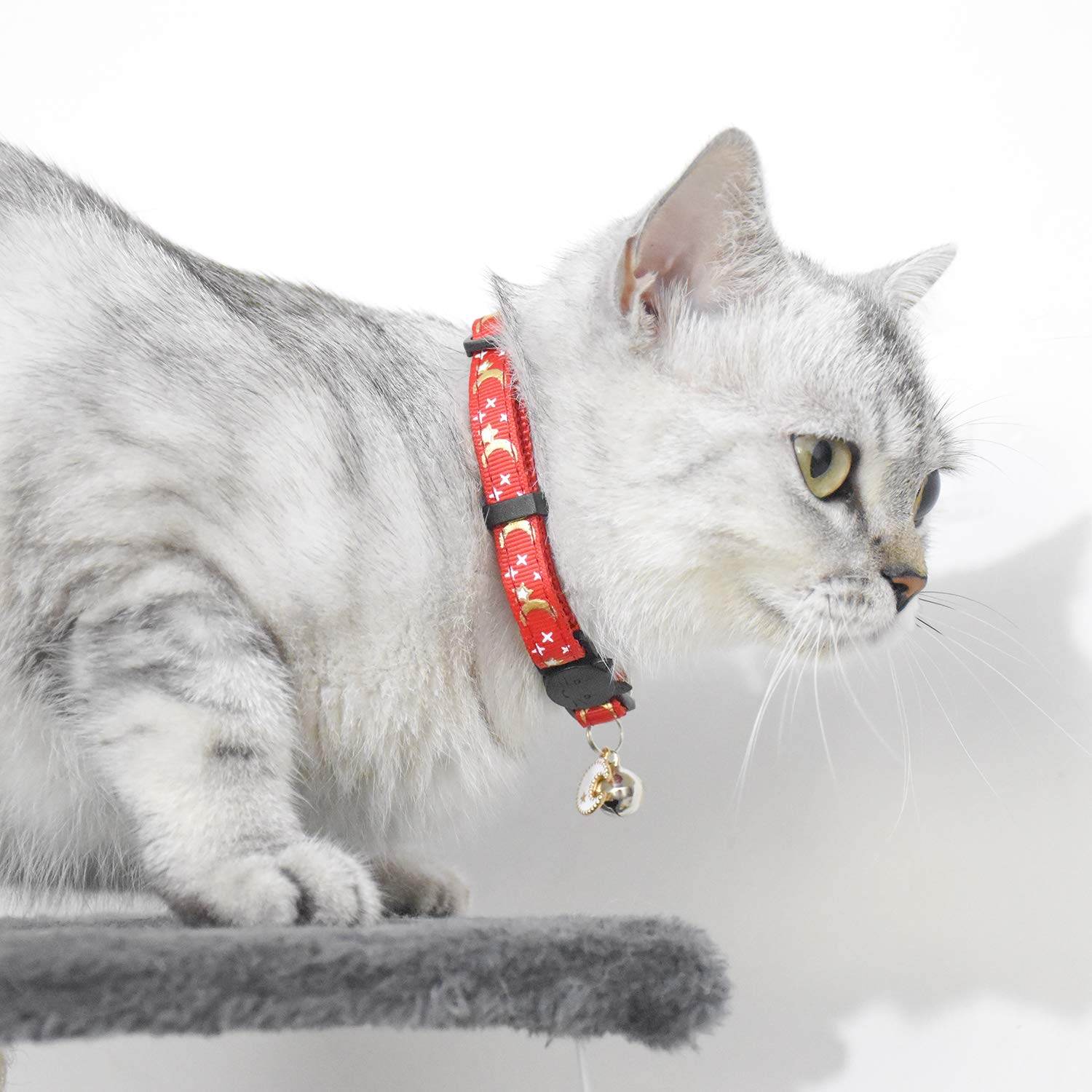 2 Pcs Breakaway Cat Collar With Bell, Cute Adjustable Kitten Collars With Accessories (Red Pink)