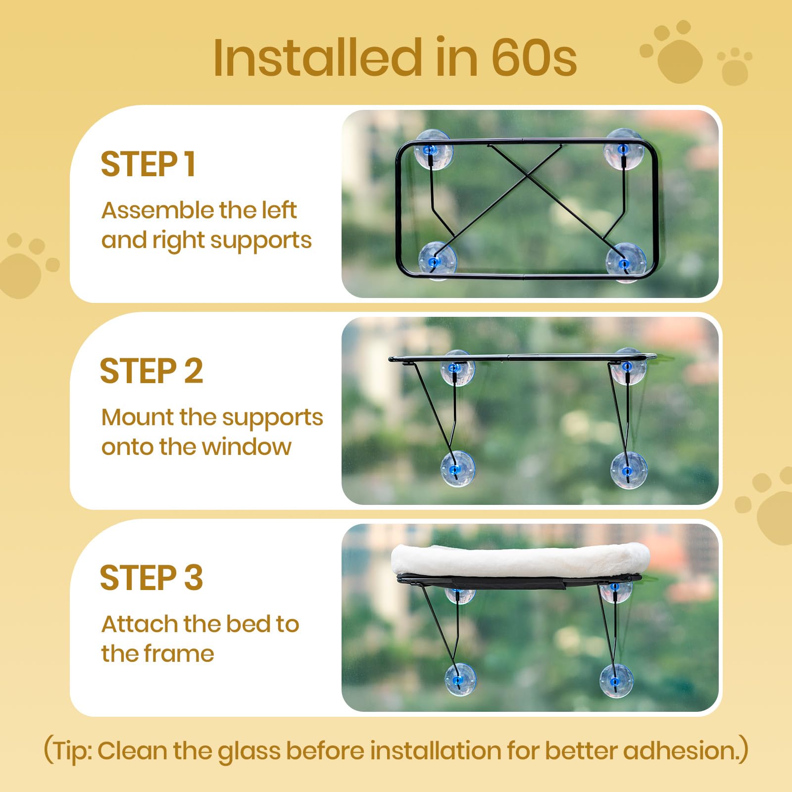 Foldable Cat Window Perch - Cozy Cat Window Hammock Bed For Large Cats, With Metal Frame For 40Lbs Load-Bearing, Easy Install Wi