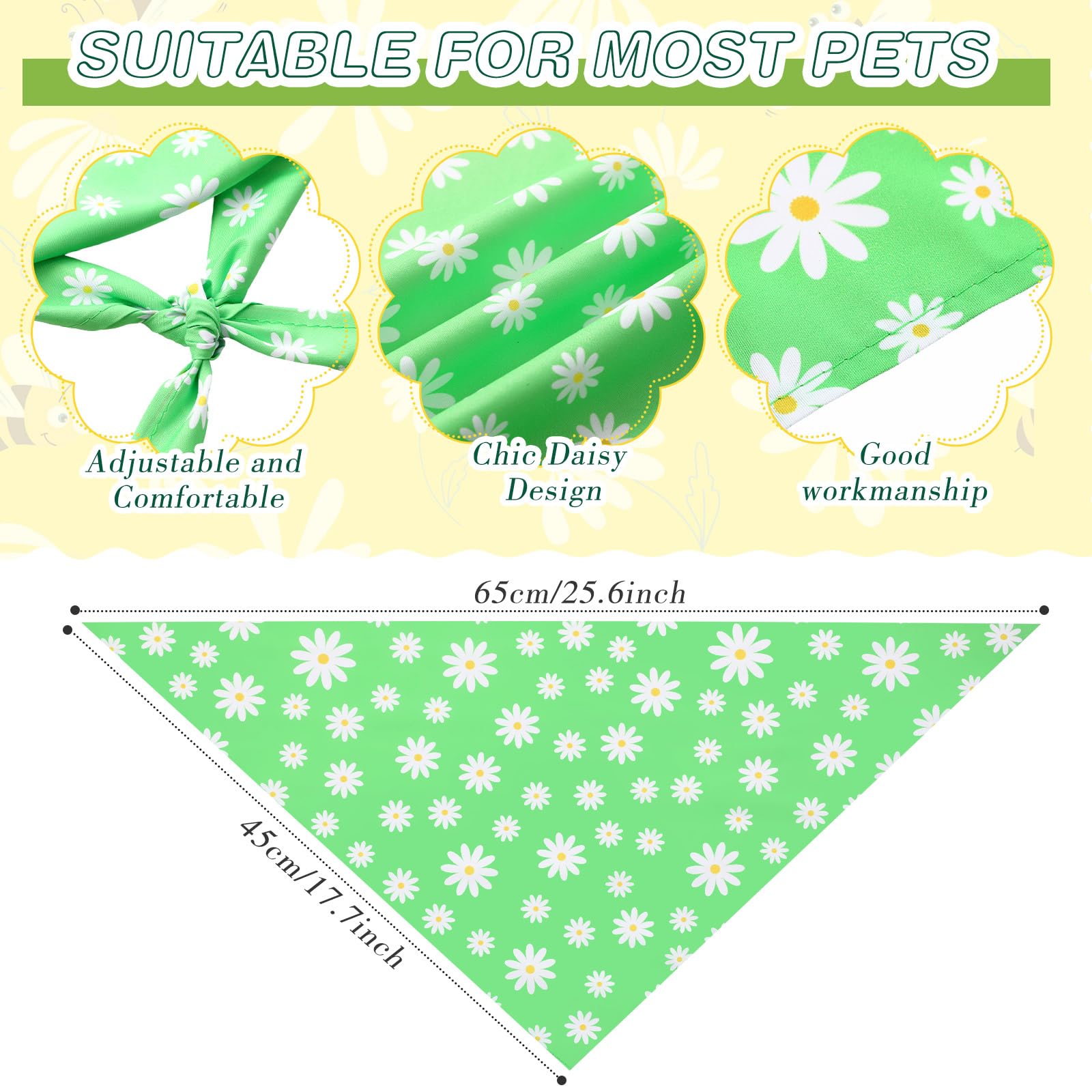 Weewooday 12 Pieces Daisy Dog Bandanas Flower Floral Green and Purple Bandanas for Dogs Triangle Handkerchief Scarf for Small Me