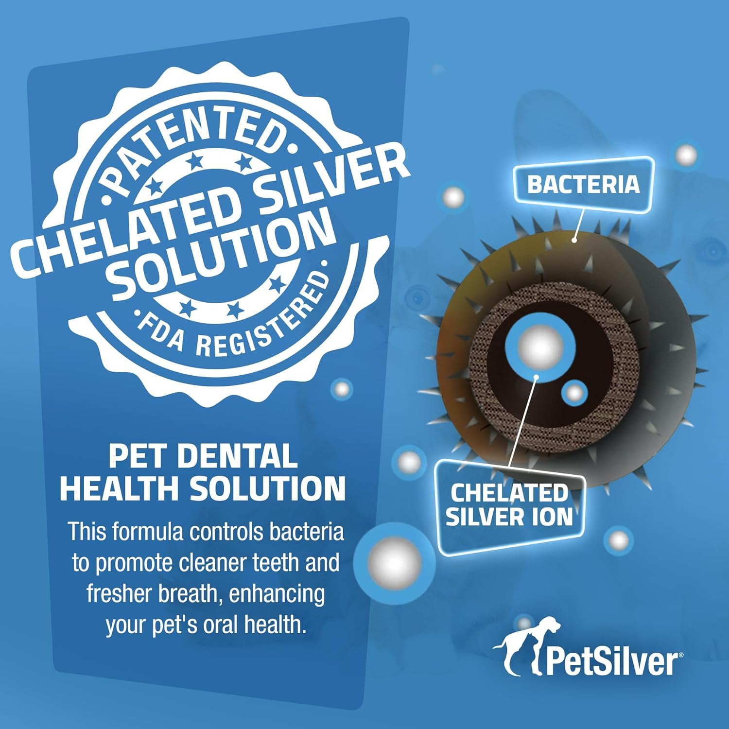 PetSilver Teeth & Gum Spray for Dogs & Cats, Natural Dental Care, 2-Pack 4 oz, Eliminates Bad Breath, Targets Tartar & Plaque