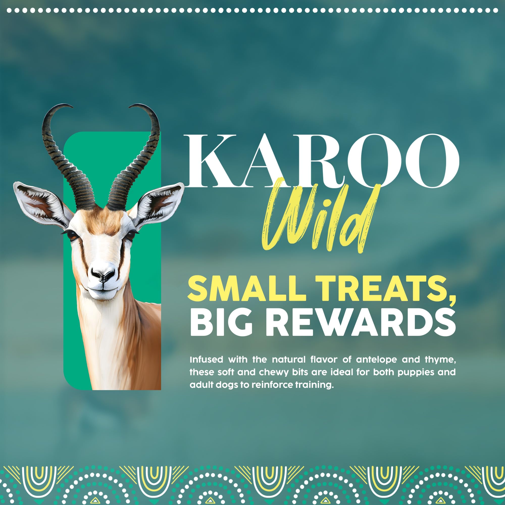Karoo Wild Training Bits Thyme Seasoned Treats for Dogs - 4 oz - Soft & Chewy Protein Bits Made with African Antelope - Great fo