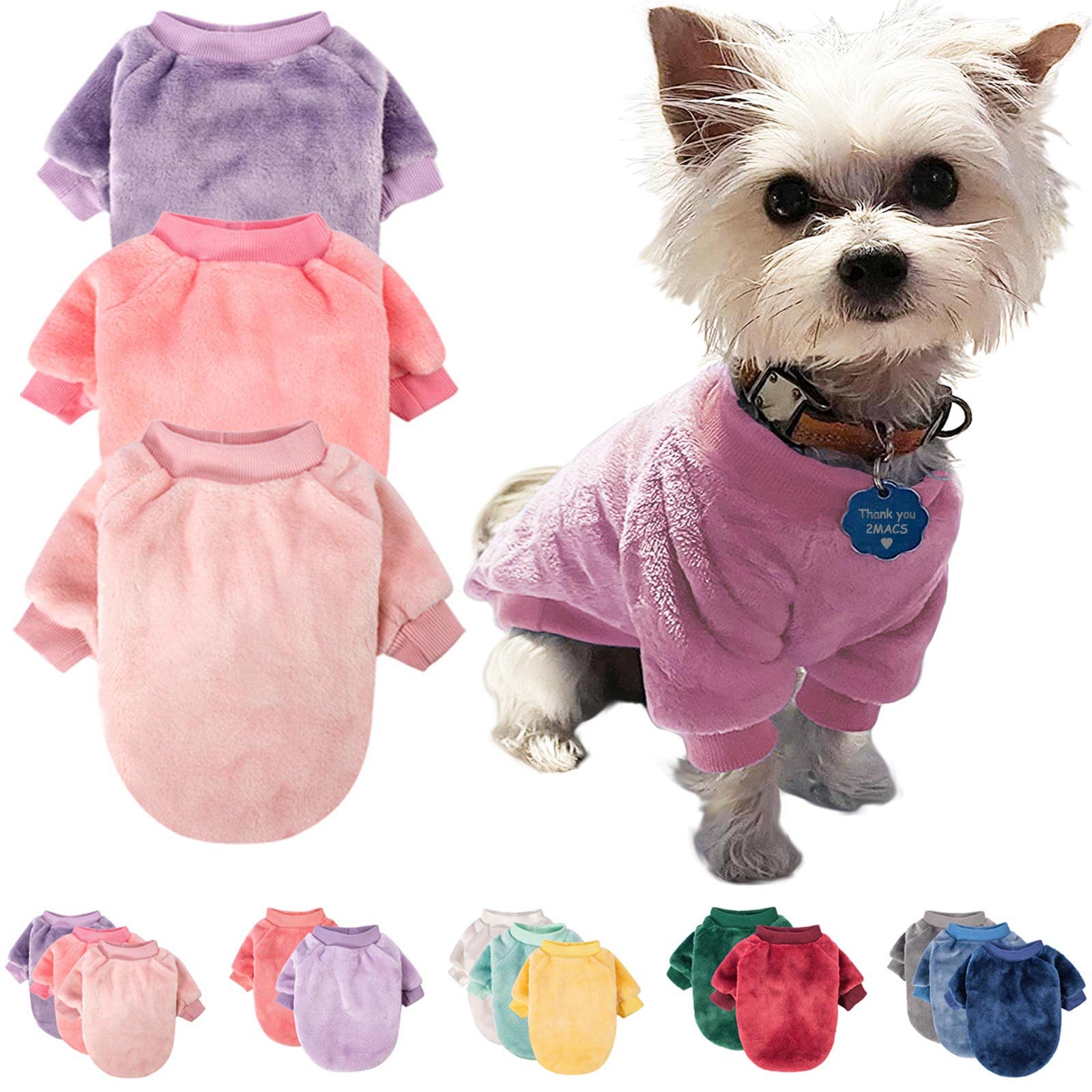 Dog Sweater, Pack of 2 or 3, Dog Clothes, Dog Coat, Dog Jacket for Small or Medium Dogs Boy or Girl, Ultra Soft and Warm Cat Pet