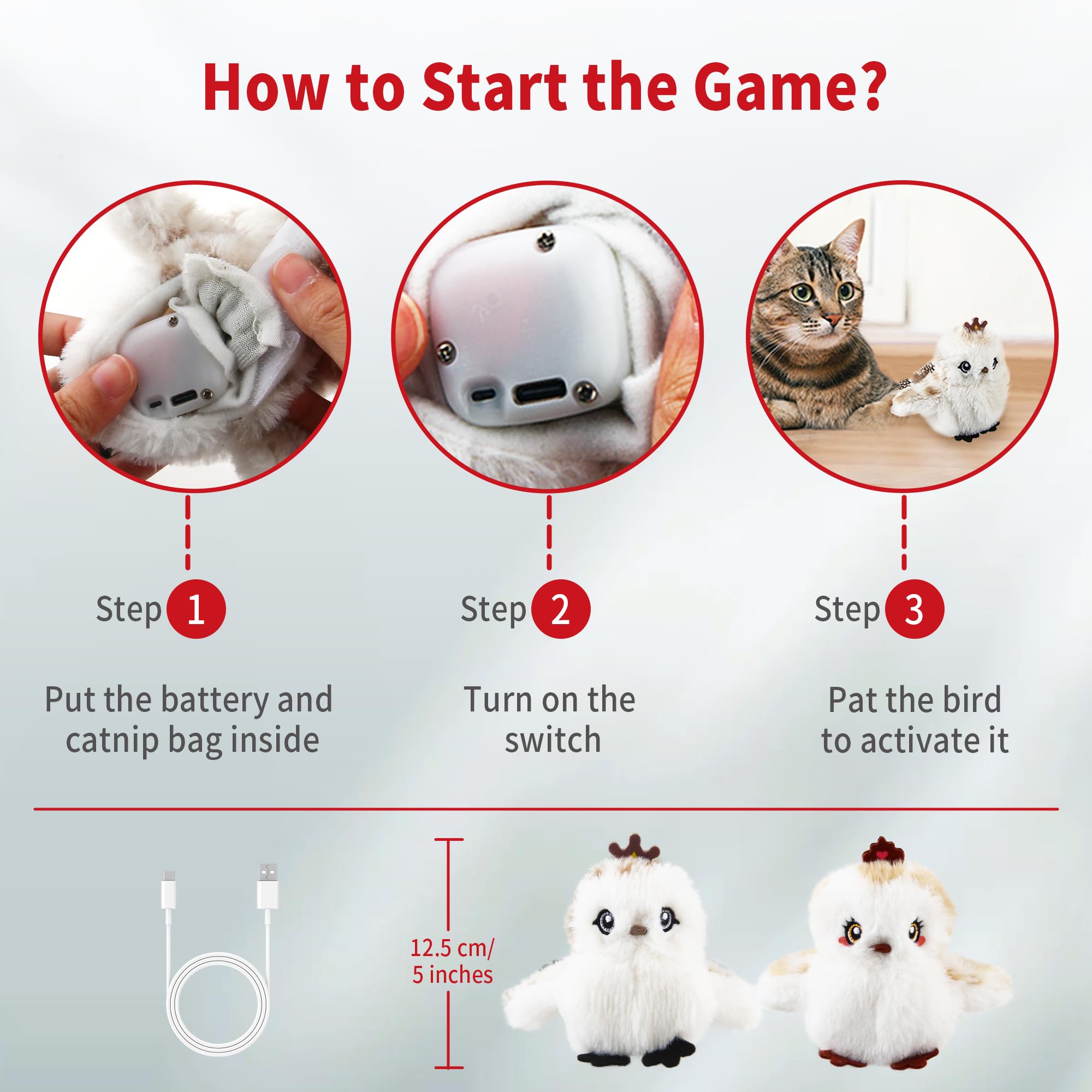 Gigwi Interactive Flapping Cat Toys Catnip, Electronic Flappy Toys Motion Activated, Automatic Cat Toys for Indoor Cats, USB Rec