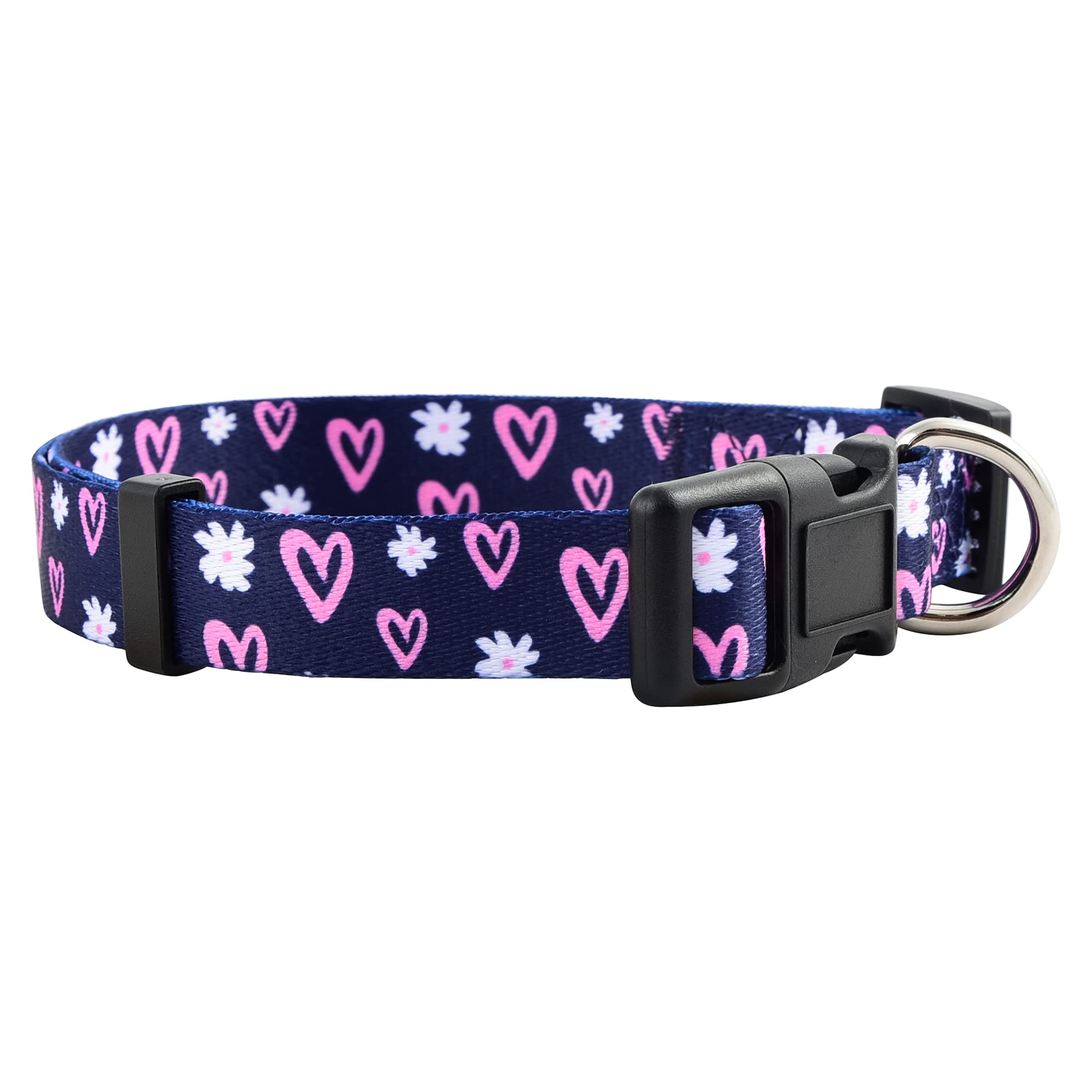 Native Pup Girl Dog Collar Collection, Cute Pink Girly Patterns For Female Puppies, Hearts, Roses, Flowers, Camo, Polka Dot, Gift For Large Or Small Breed (Hearts, Medium)