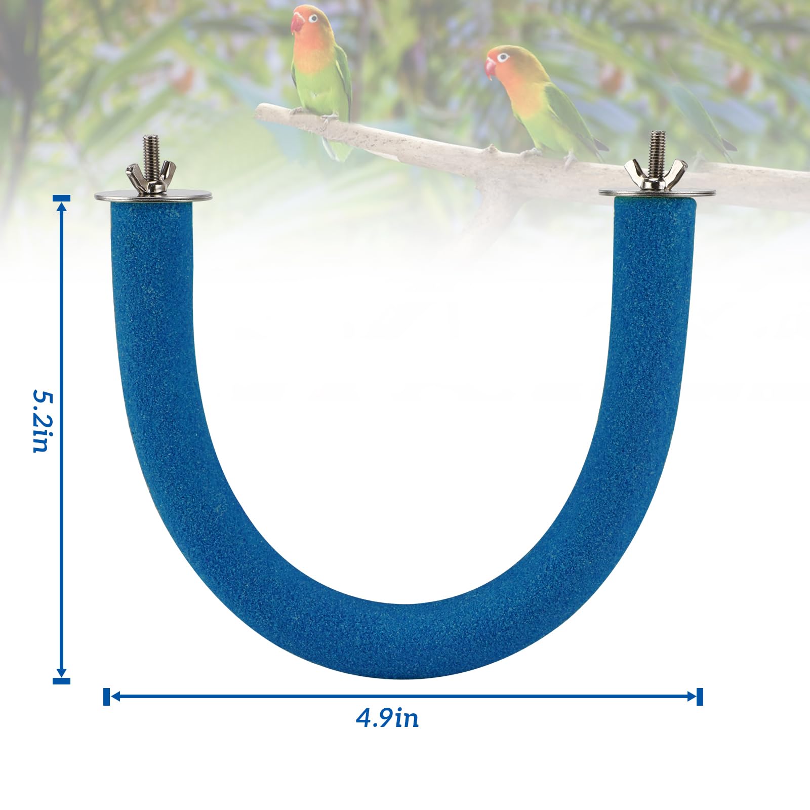 Rypet Parrot Perch Rough-Surfaced - Quartz Sands Bird Cage Perches For Small Parakeets Cockatiels, Conures, Macaws, Parrots, Love Birds, Finches Cages Toy, U Shape