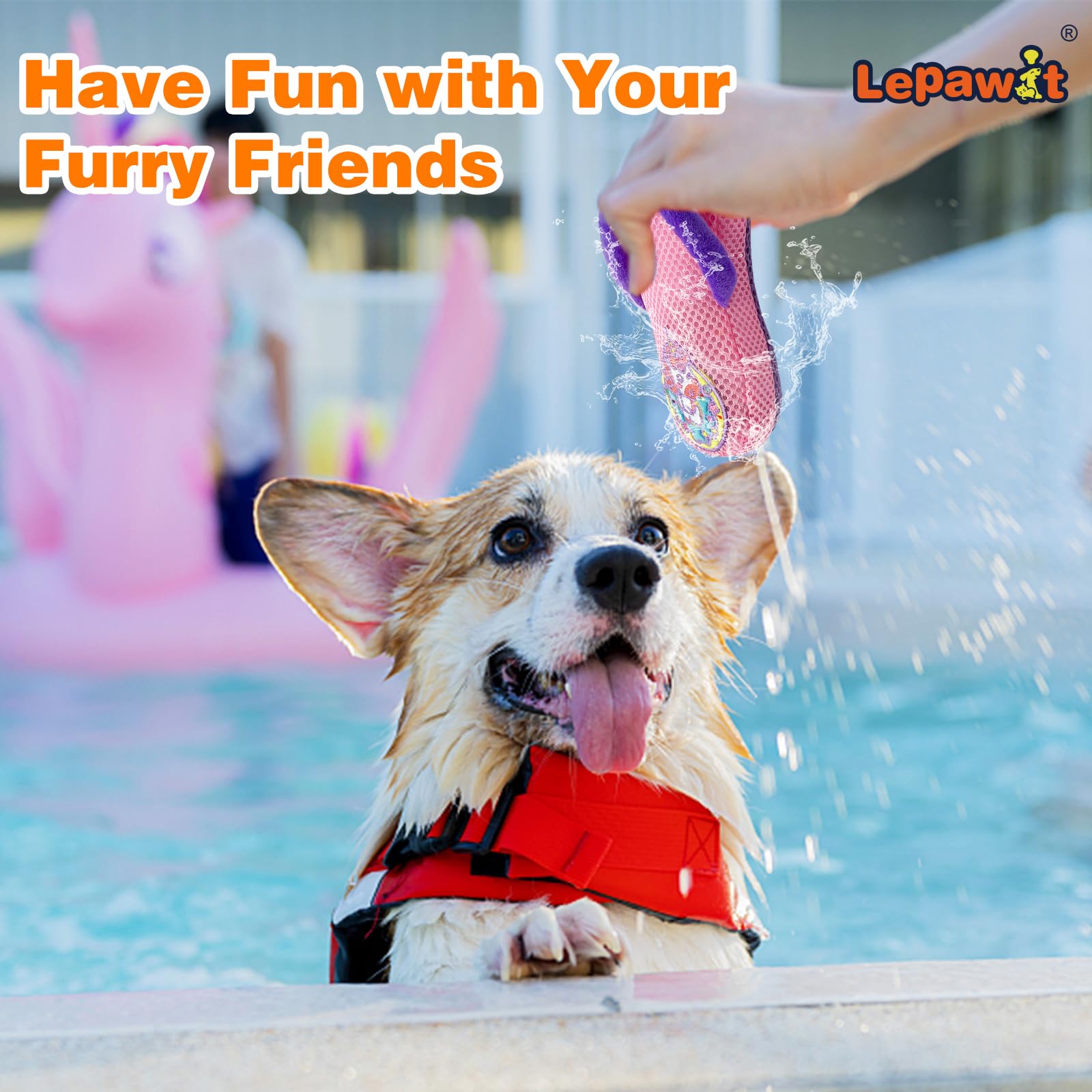 Lepawit Squeaky Dog Toys, Floating Dog Toys With Mesh For Cleaning Teeth, Pink Slippers Dog Gifts For Small And Medium Dogs