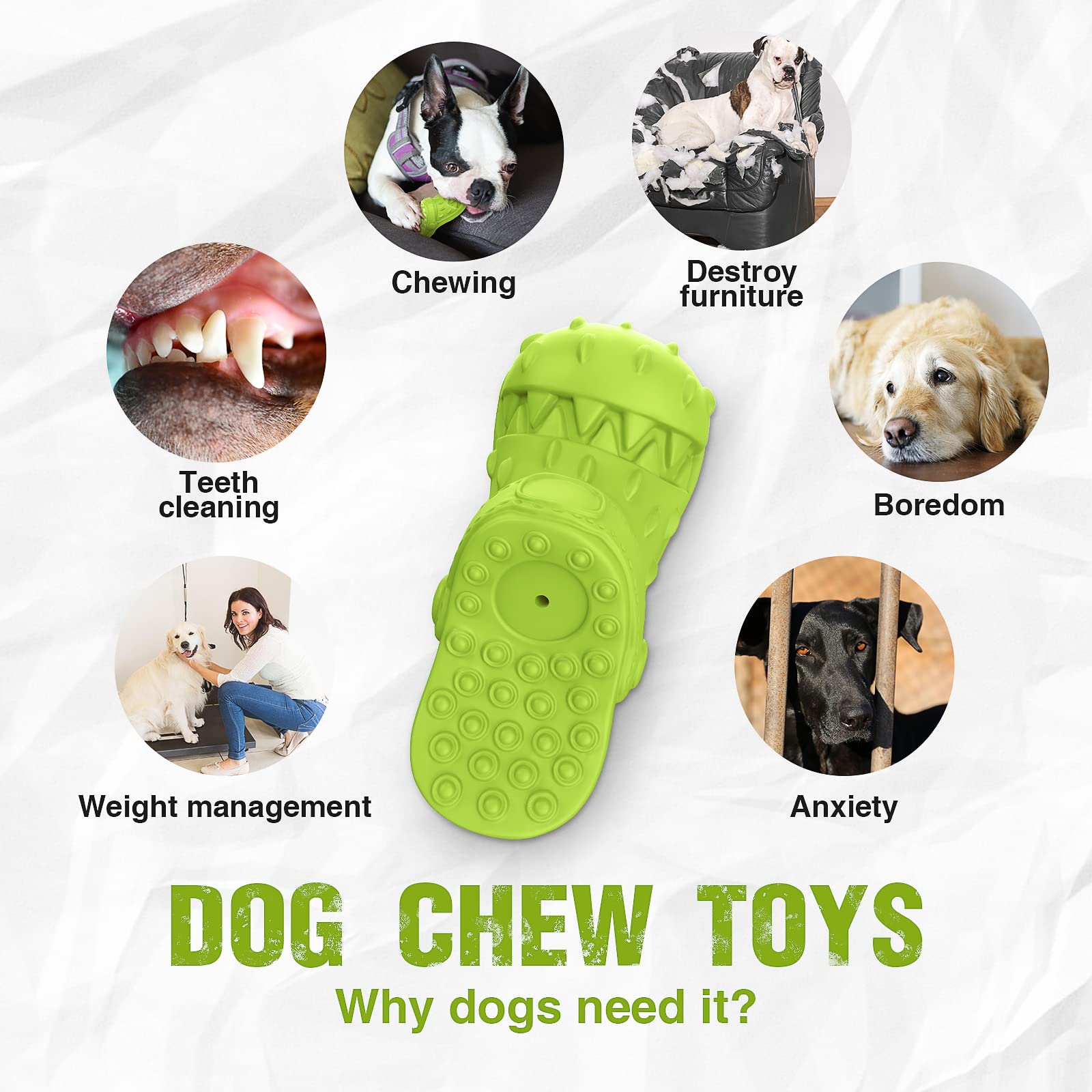 Izetianzhe Indestructible Aggressive Chewer Dog Toys For Medium/Large Dogs - Heavy Duty Squeaky Toys (Slipper-Green)