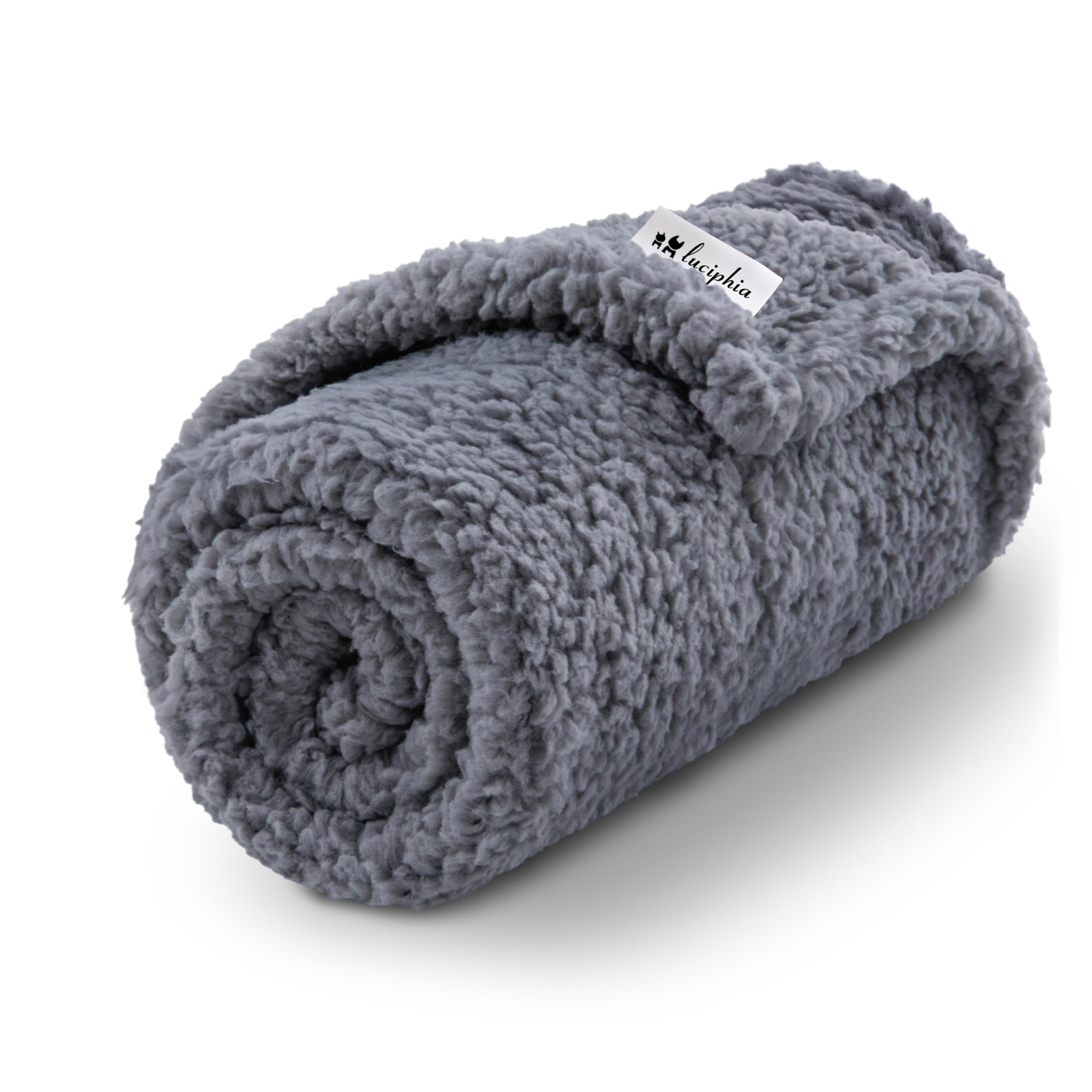 Premium Fleece Dog Blanket Soft Pet Sherpa Calming Blankets Throw For Dog Puppy Cat, Grey Medium (31X41)