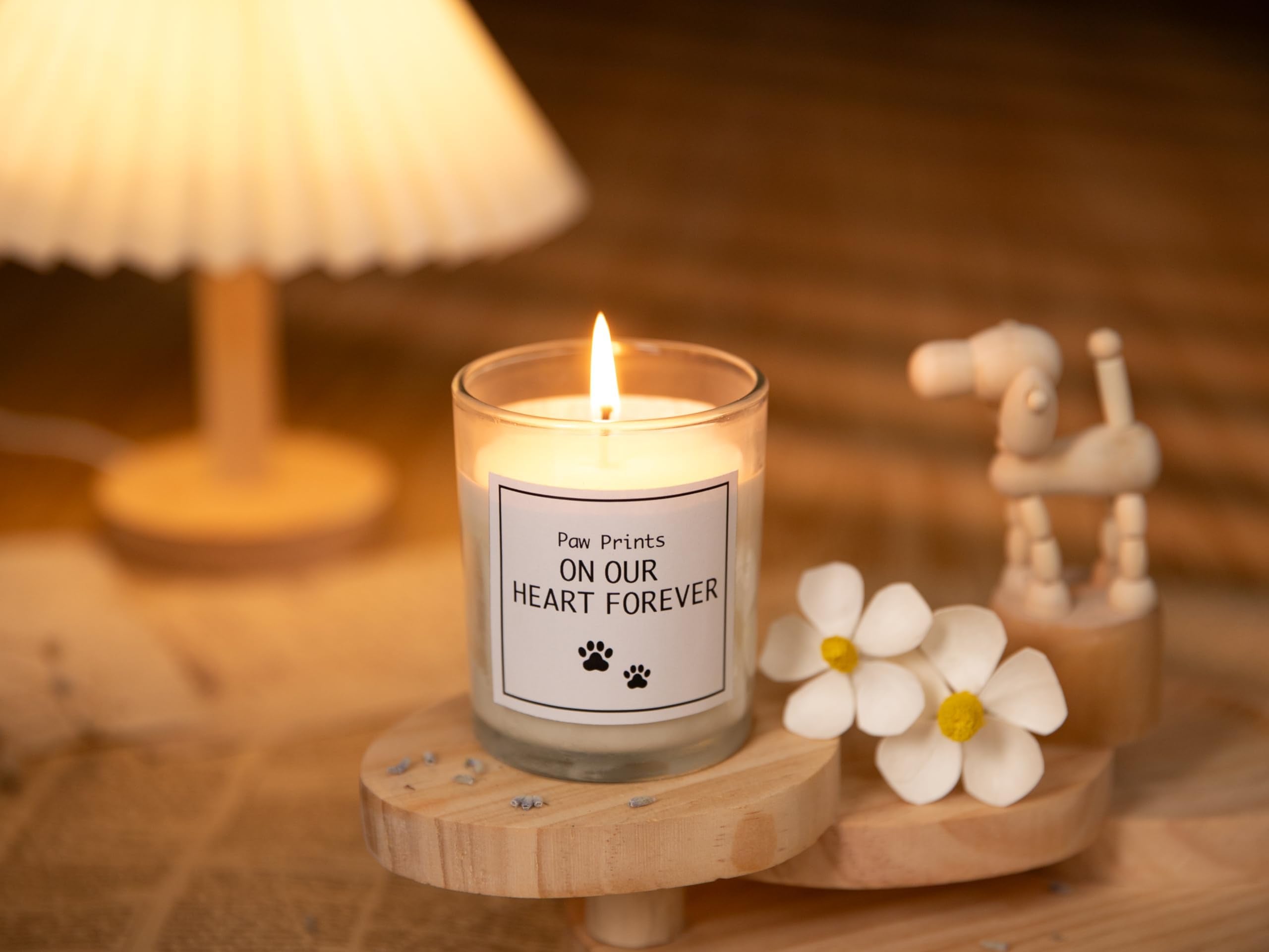 Paw Prints On Our Heart Forever Candle - Dog Memorial Gifts For Loss Of Dog, Pet Loss Sympathy Gifts, Pet Friendly Lavender Scen