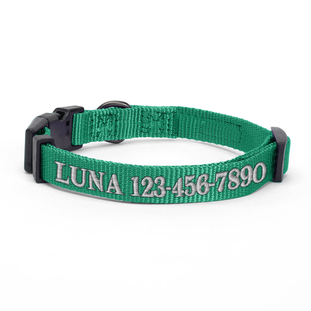 Pawtitas Personalized Customizable Dog Collar Puppy Collar Embroidered Customize W Pet Name & Phone Number Collars L Size Large Lush Green Custom Engraved Names