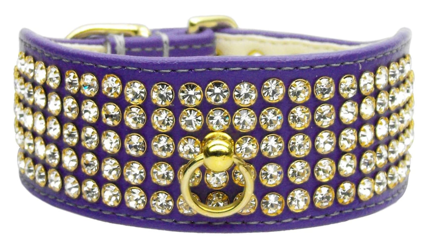 Dog, Puppy & Pet Collar, Five Row Clear Crystal Purple 18
