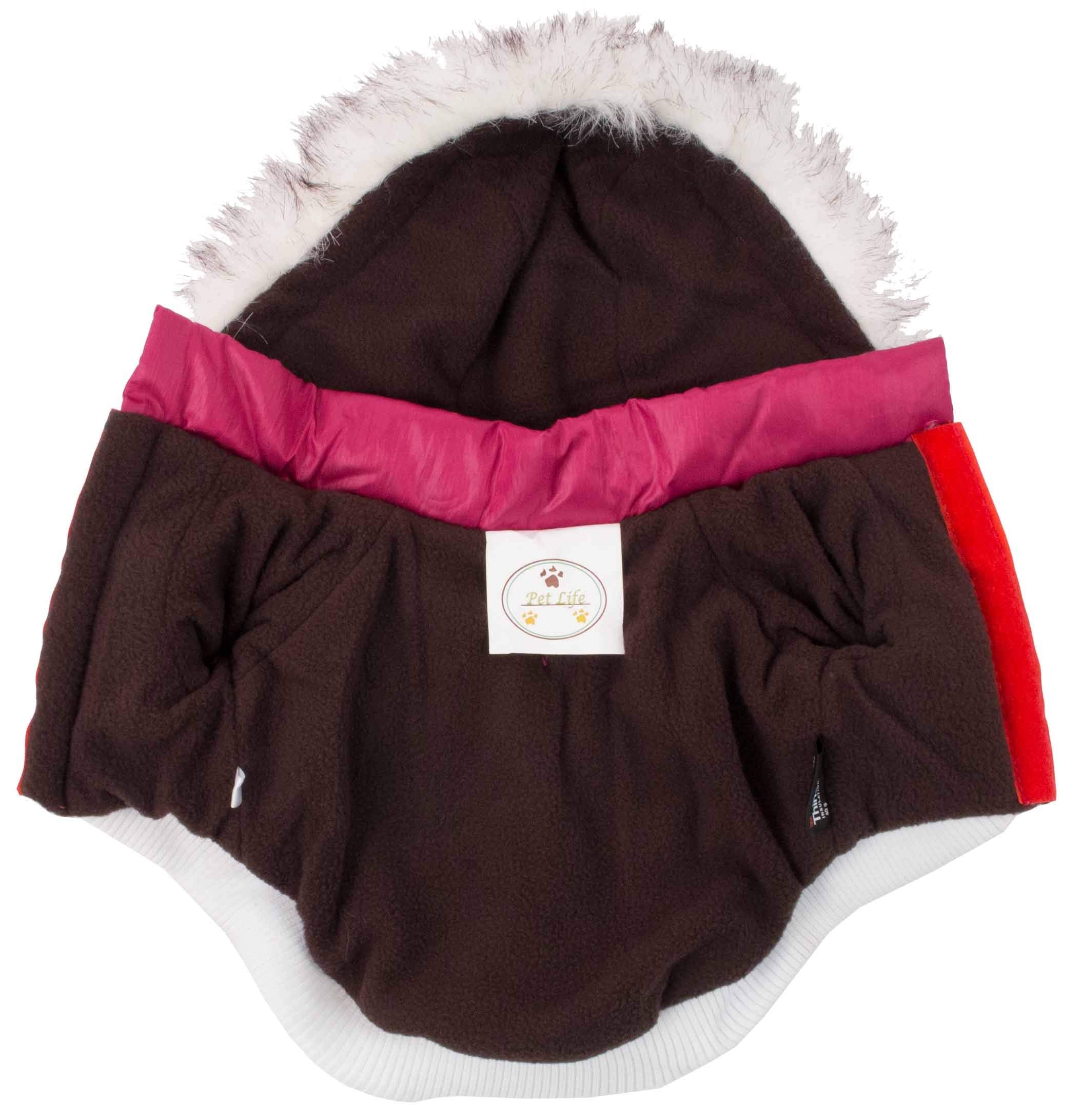 Pet Life Fashion Parka with Removable Hood - Pink Metallic - Medium