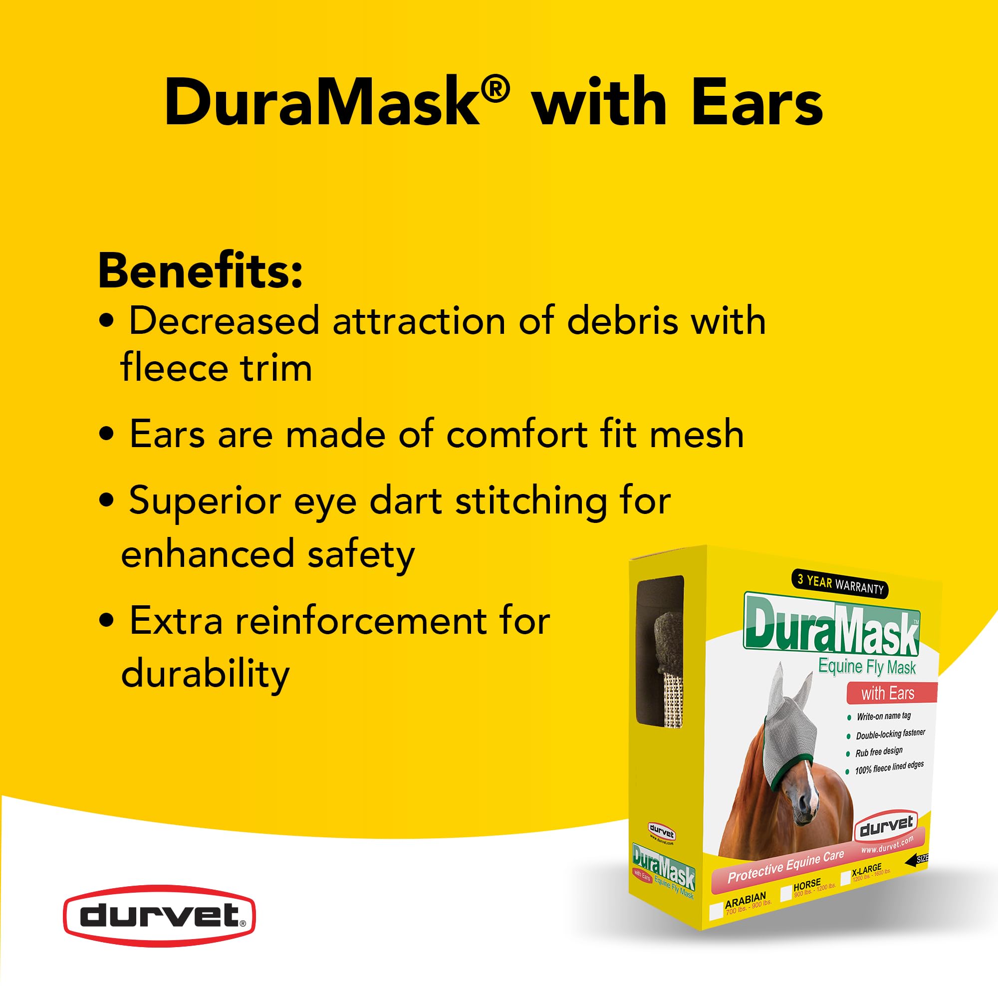 Durvet 698740 Duramask Fly Mask with Ears Horse