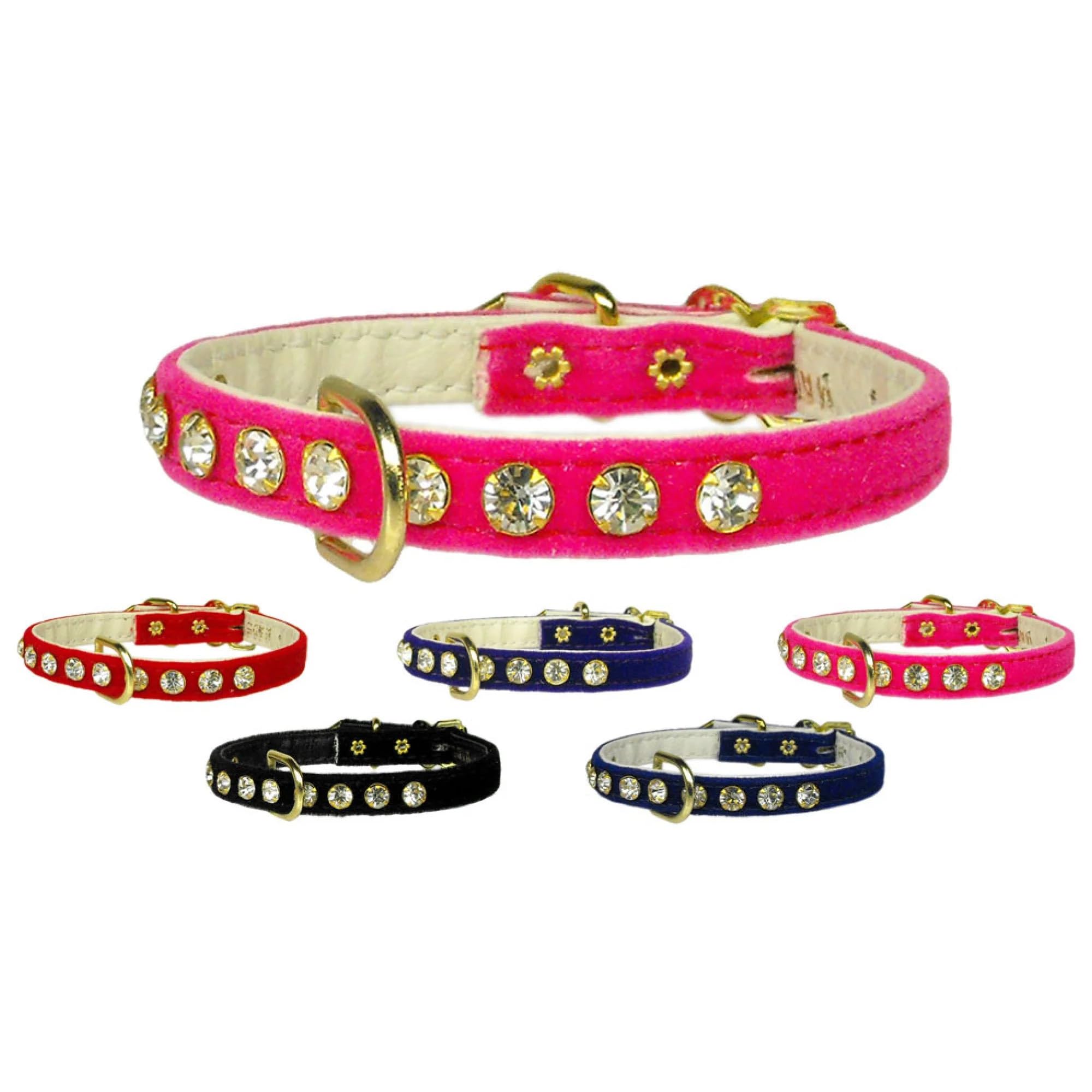 Dog, Puppy & Pet Collar, 16 Crystal Velvet Pink 10