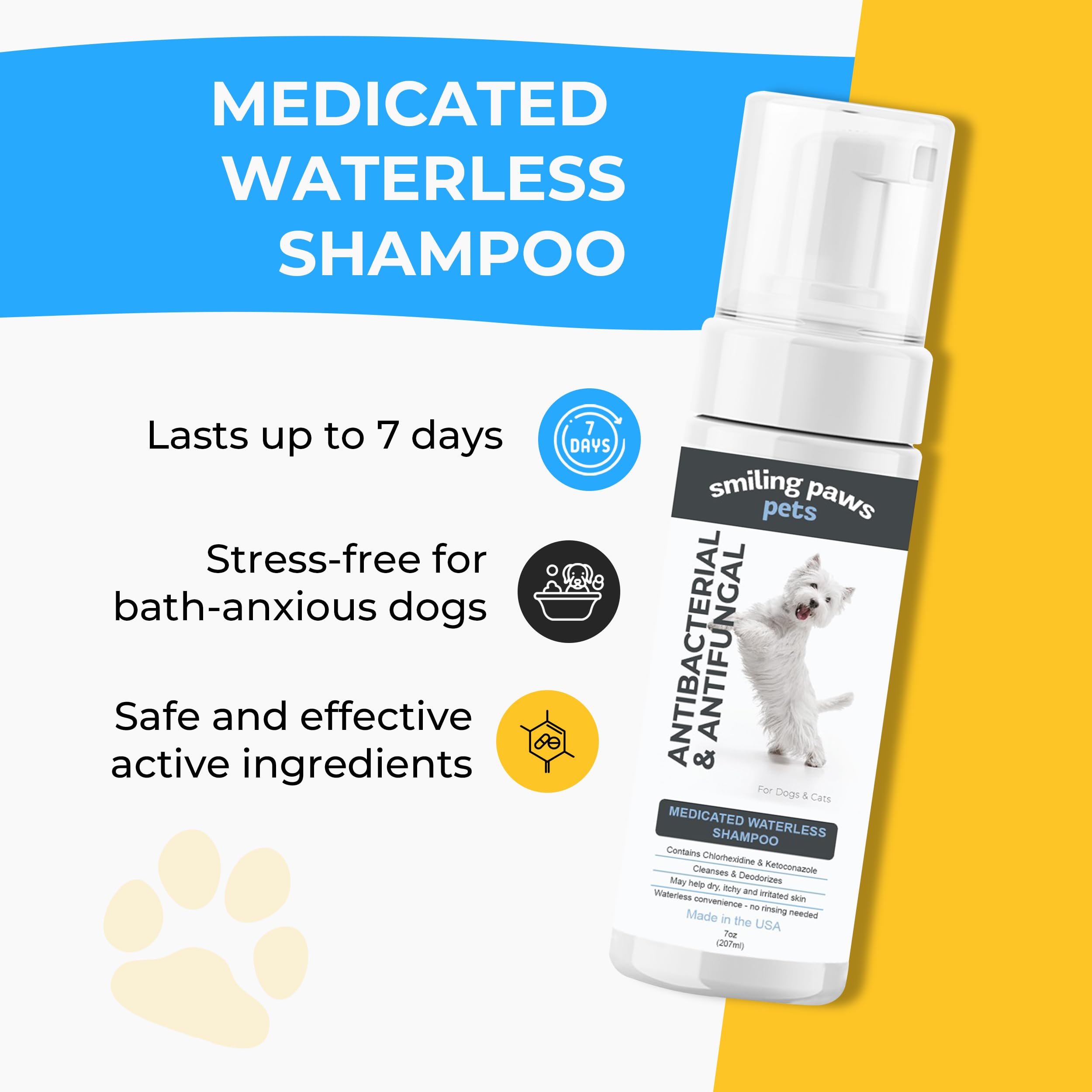 Smiling Paws Pets Medicated Waterless Shampoo
