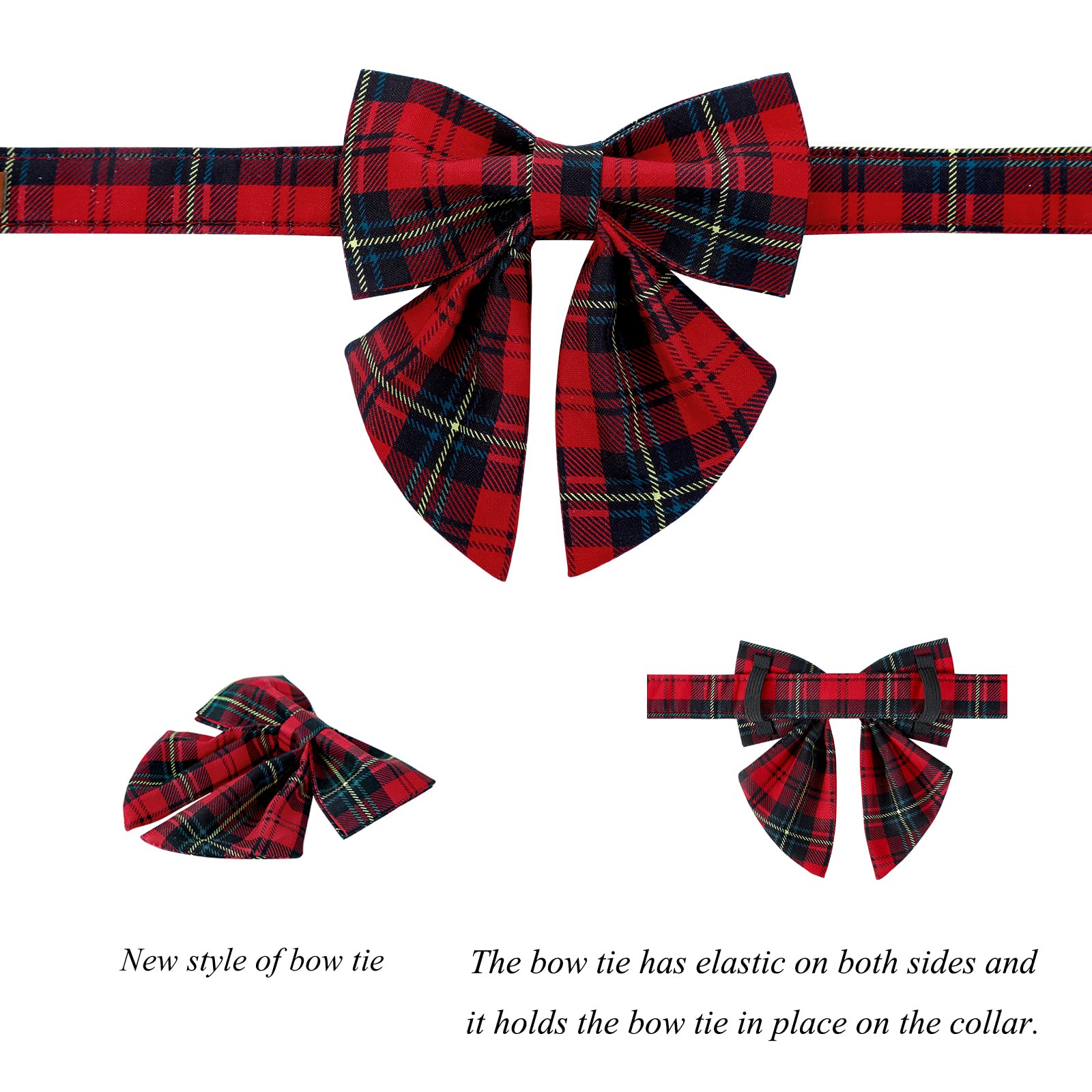 Lionet Paws Christmas Dog Collar With Bowtie, Dog Sailor Bow Collar With Metal Buckle For Dogs, Adjustable Comfortable Dog Collar Girl Gift,Xxs, Neck 7-11 In
