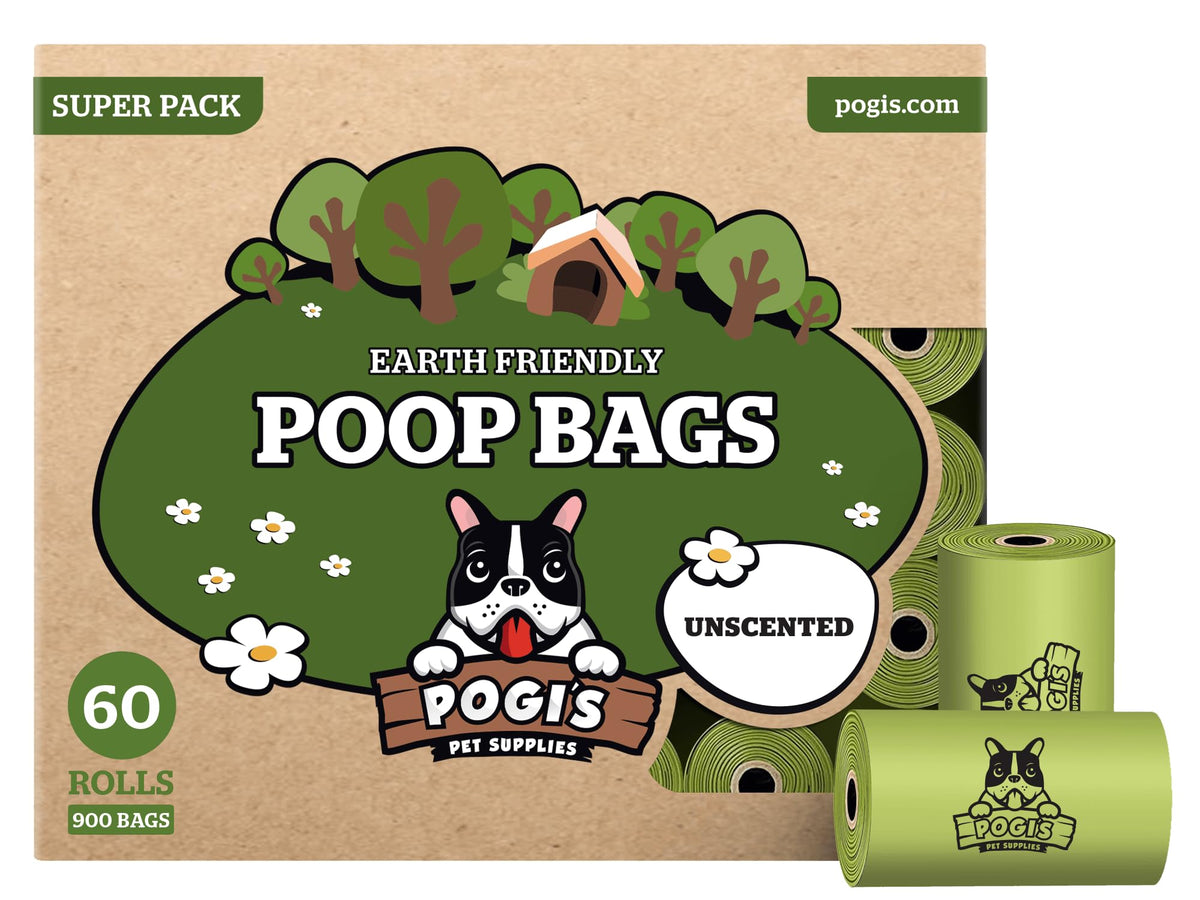 Pogis Dog Poop Bags Bulk - 60 Rolls (900 Doggie Poop Bags) - Leak-Proof Dog Waste Bags - Scented, Ultra Thick, Extra Large Poop 