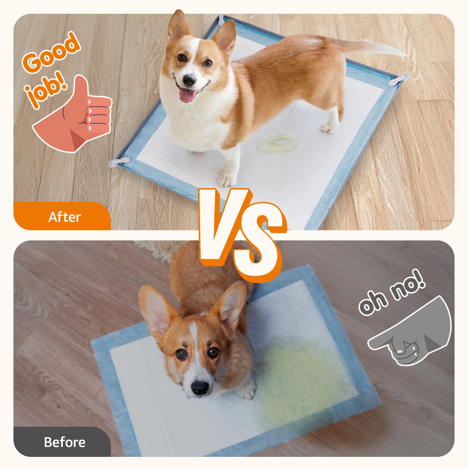 LOOBANI Large Dog Pee Pad Holder - Silicone Puppy Potty Tray With High Edge and 4 Clamps for Training, Fits Up to 27'' x 27'' Pa