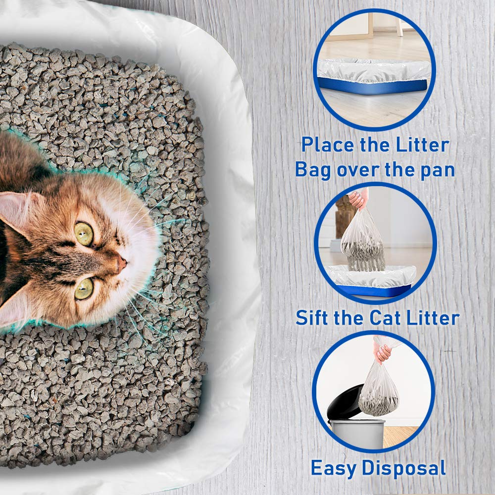 Alfapet Sifting Cat Litter Box Liners - Jumbo 15 Count, Pack Of 5 - Tear-Resistant Cat Litter Bags, Waterproof Kitty Litter Liners, Fits Litterbox Pan Sizes X-Large, X-Giant, 37' X 18' 30 Lb Capacity