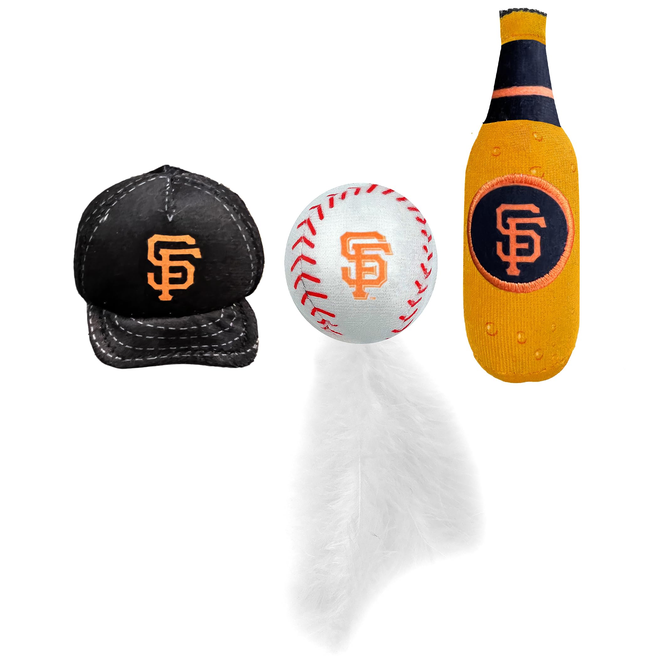 Best Plush Cat Toy - Mlb San Francisco Giants Complete Set Of 3 Piece Cat Toys Filled With Fresh Catnip. Includes: 1 Baseball Ca