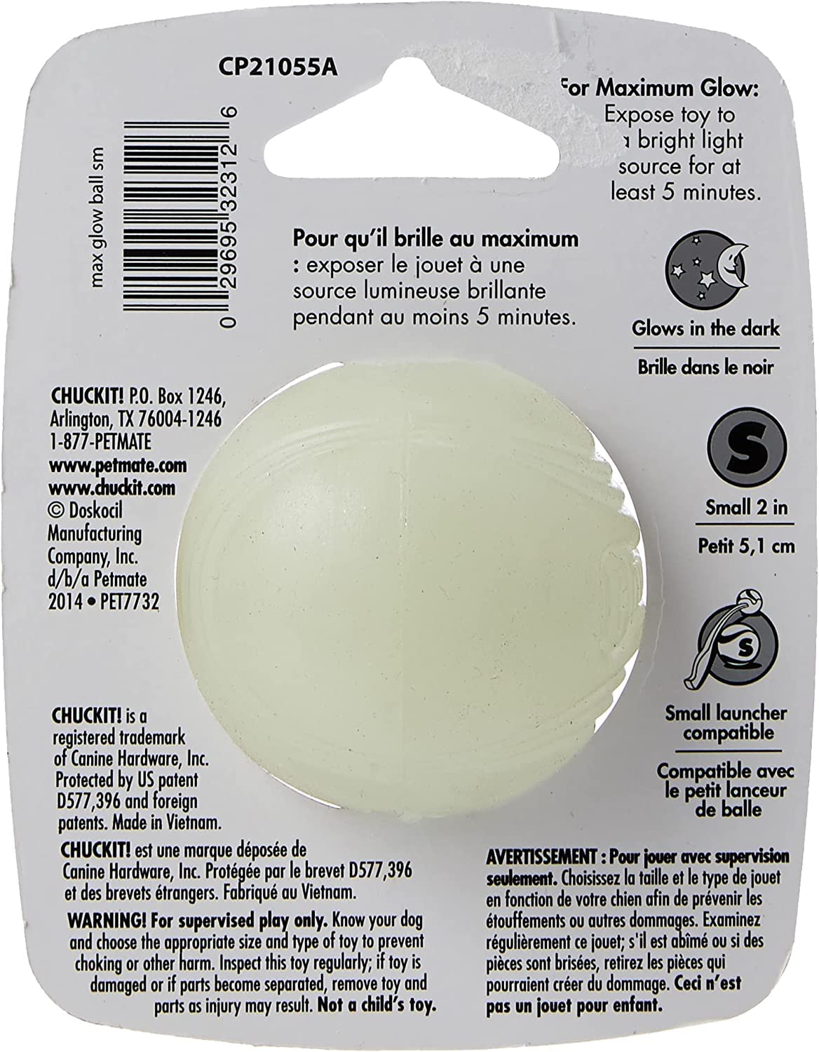 Chuckit 32312 Small Glow White Max Glow Ball Dog Toy7