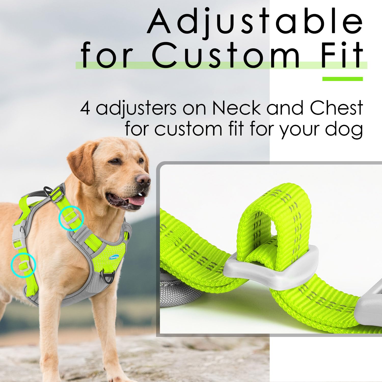 Thinkpet No Pull Harness Breathable Sport Harness With Handle-Dog Harnesses Reflective Adjustable For Medium Large Dogs Small Green