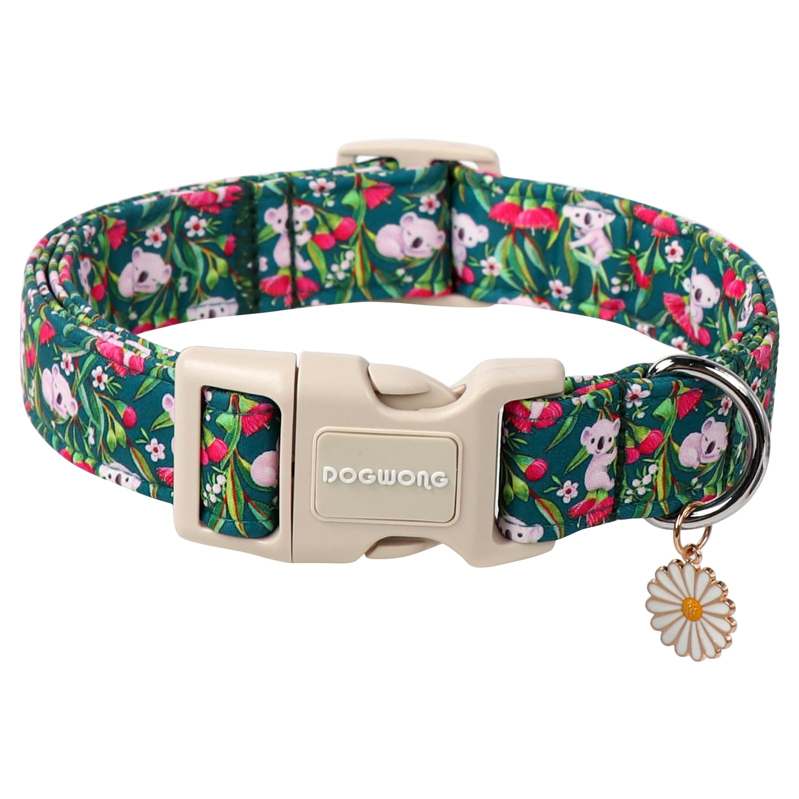 Dogwong Cute Dog Collar, Flower Koala Dog Collar Durable Soft Fabric Pet Dog Collars Girl Female Puppy Necklace For Small Medium