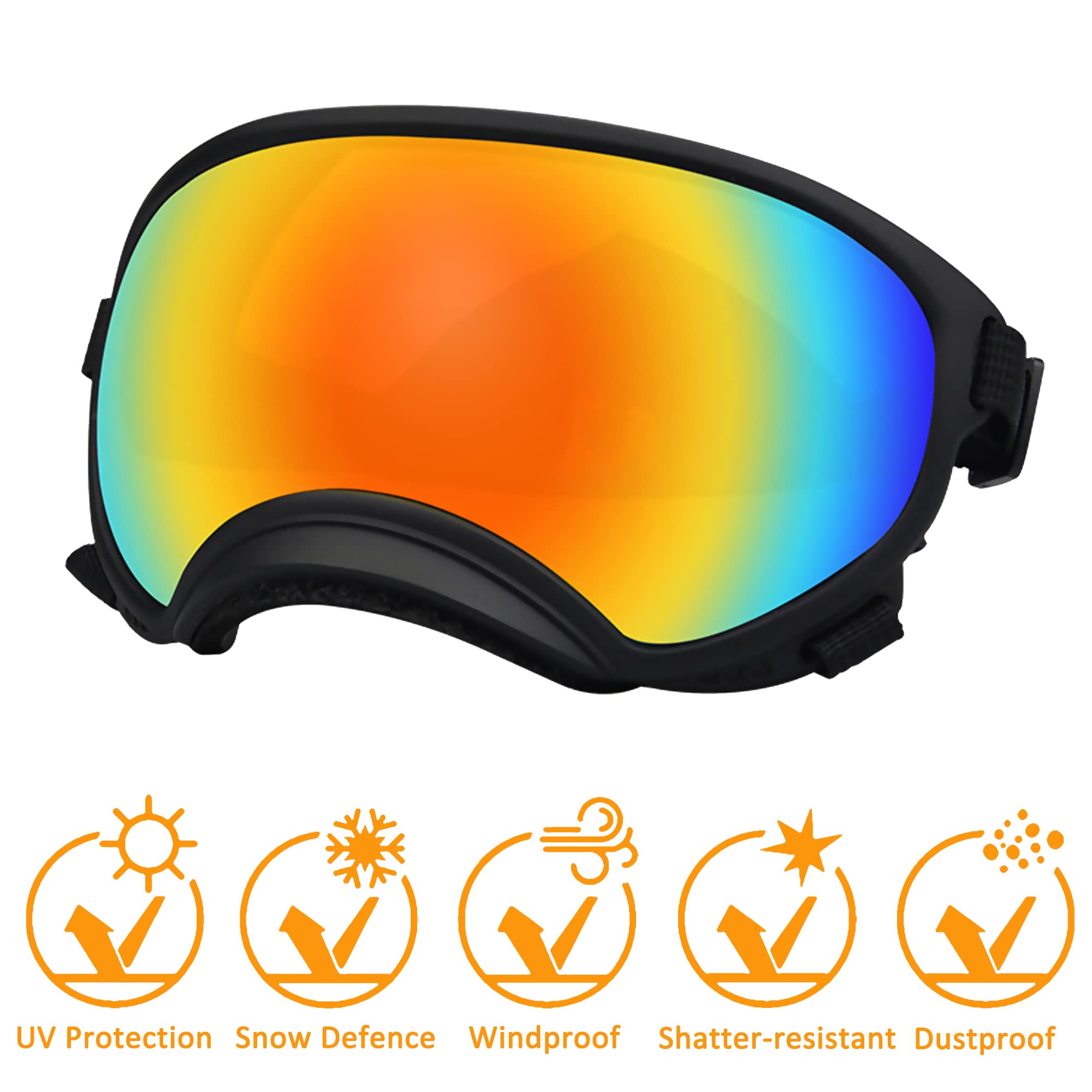 Large Dog Sunglasses With Adjustable Strap Uv Protection, Winproof, Suitable For Medium-Large Dogs