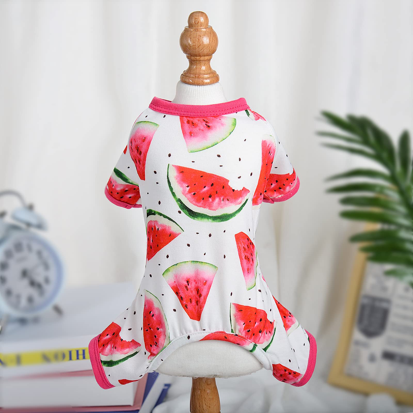 Dog Pajamas For Small Dogs, Chihuahua Pajamas, Puppy Clothes, Extra Small Puppy Pjs, Soft Pet Pis,Dog Shirts Chihuahua Yorkie Teacup Cat Clothing (Watermelon, Small)