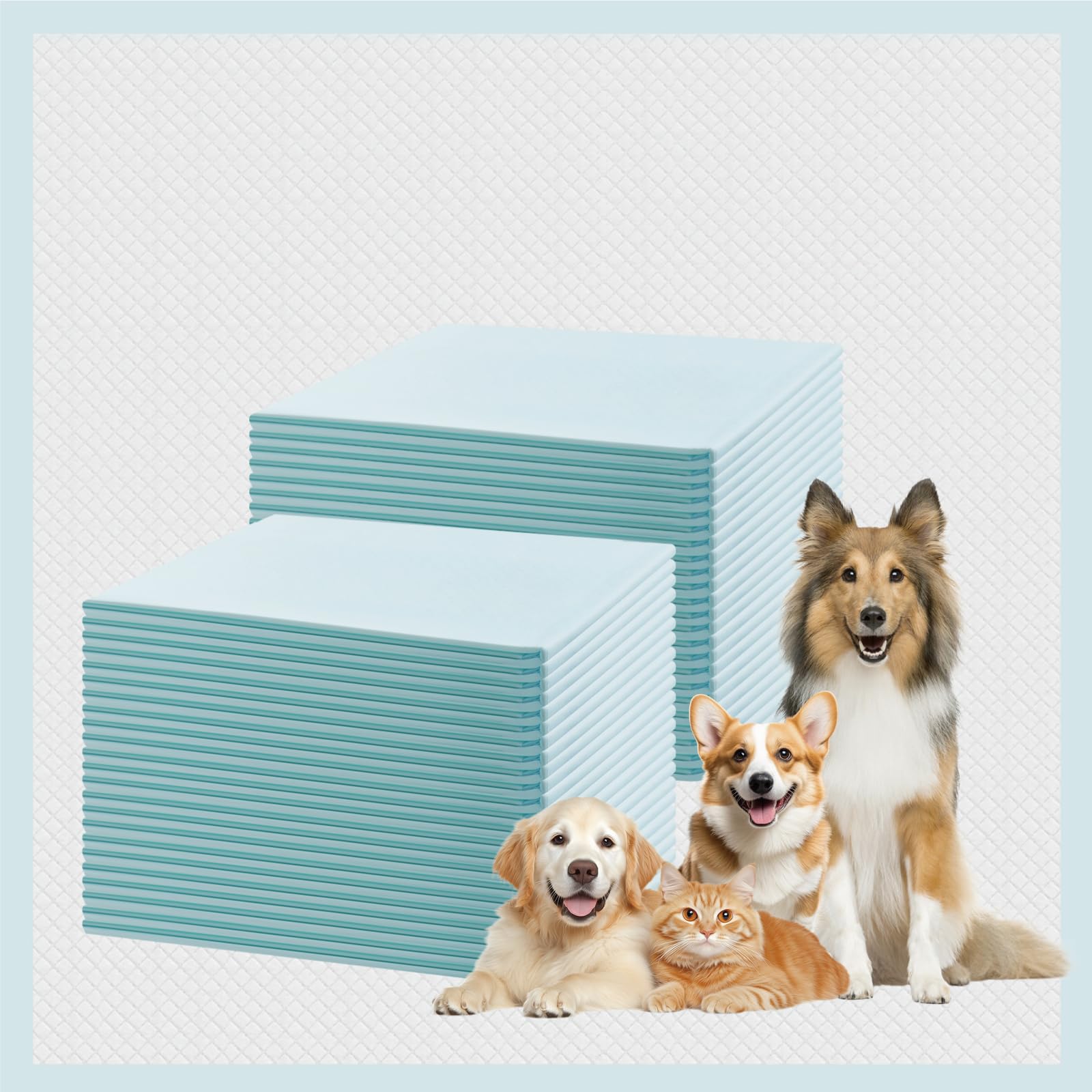 GWT Puppy Pads, Leak-Proof Changing Pad, 22x22 [50 Pads] Pee Pads for Dogs, Ultra Absorbent 5-Layer Dog Pads for Potty Training,