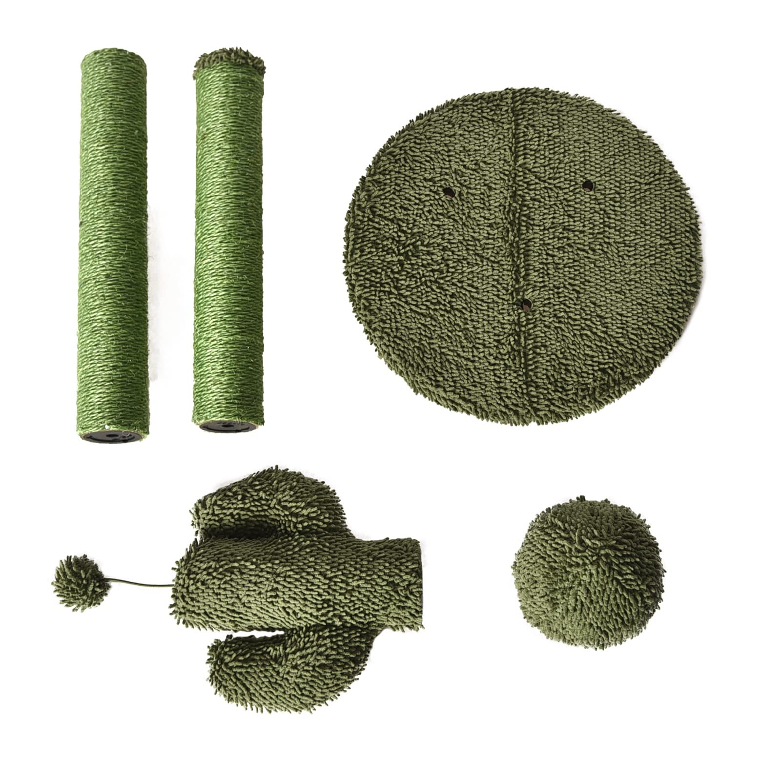 Amazon Basics Cat Scratcher - Indoor Cactus Triple Posts Cat & Kittens Scratching Post With Dangling Ball, Small (22.4''H) - Gre