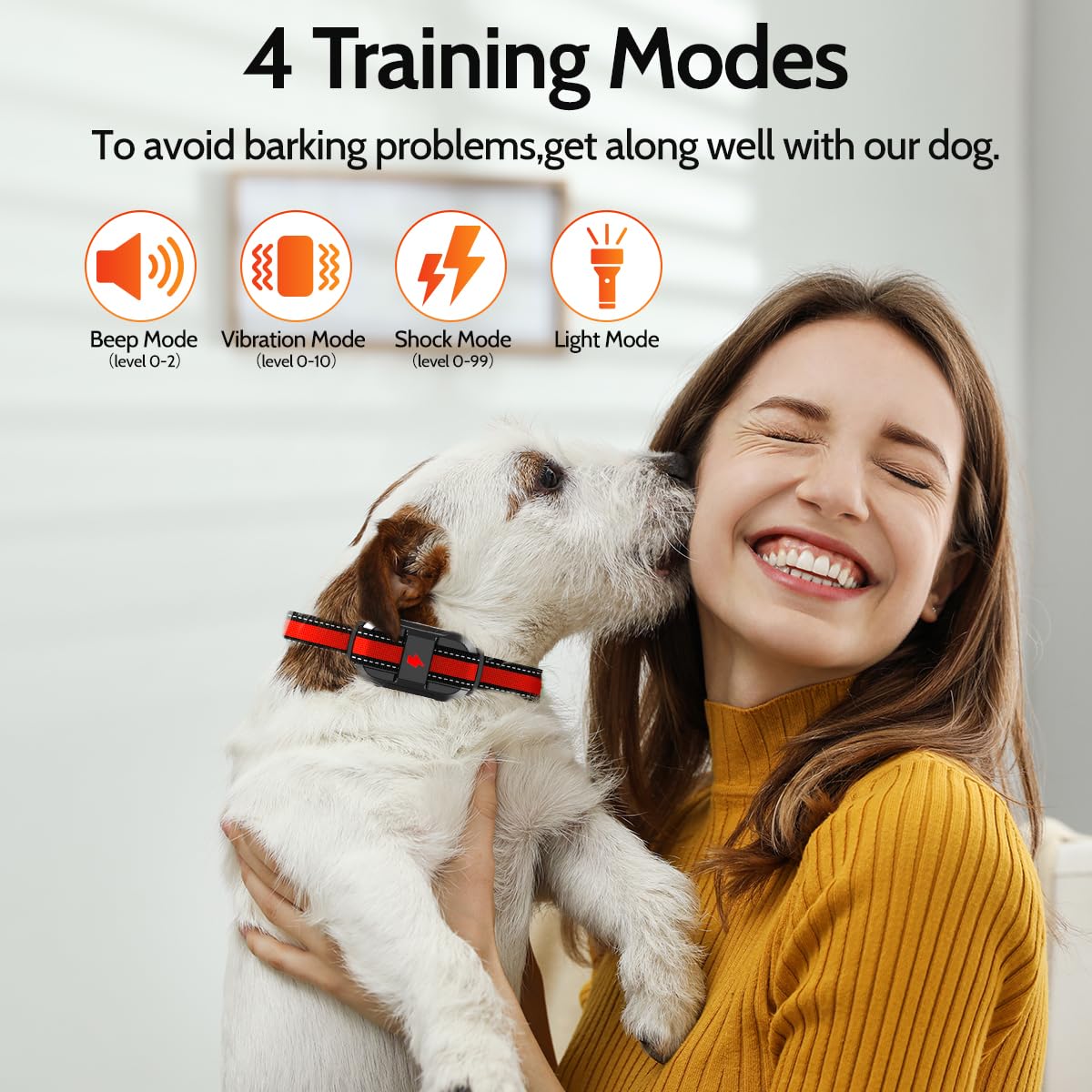 Dogstop Dog Training Collar Electric Dog Shock Collar With 4 Training Modes And Waterproof Rechargeable Remote Range 3300Ft For Large Medium Small Dogs (Red)