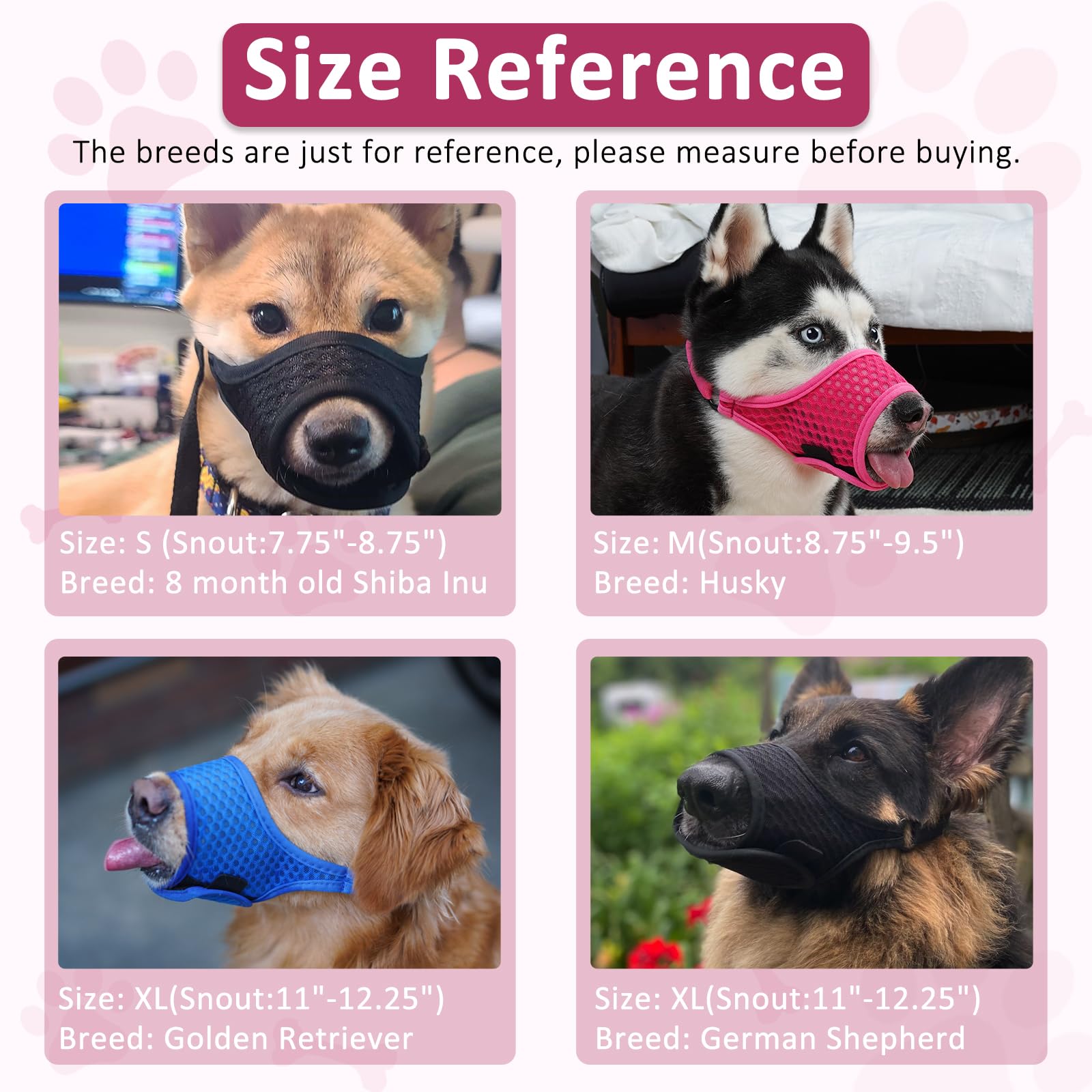 LUCKYPAW Soft Muzzle for Medium Large Sized Dogs Beagle Labrador German Shepherd, Dog Muzzle to Prevent Biting Chewing, Adjustab