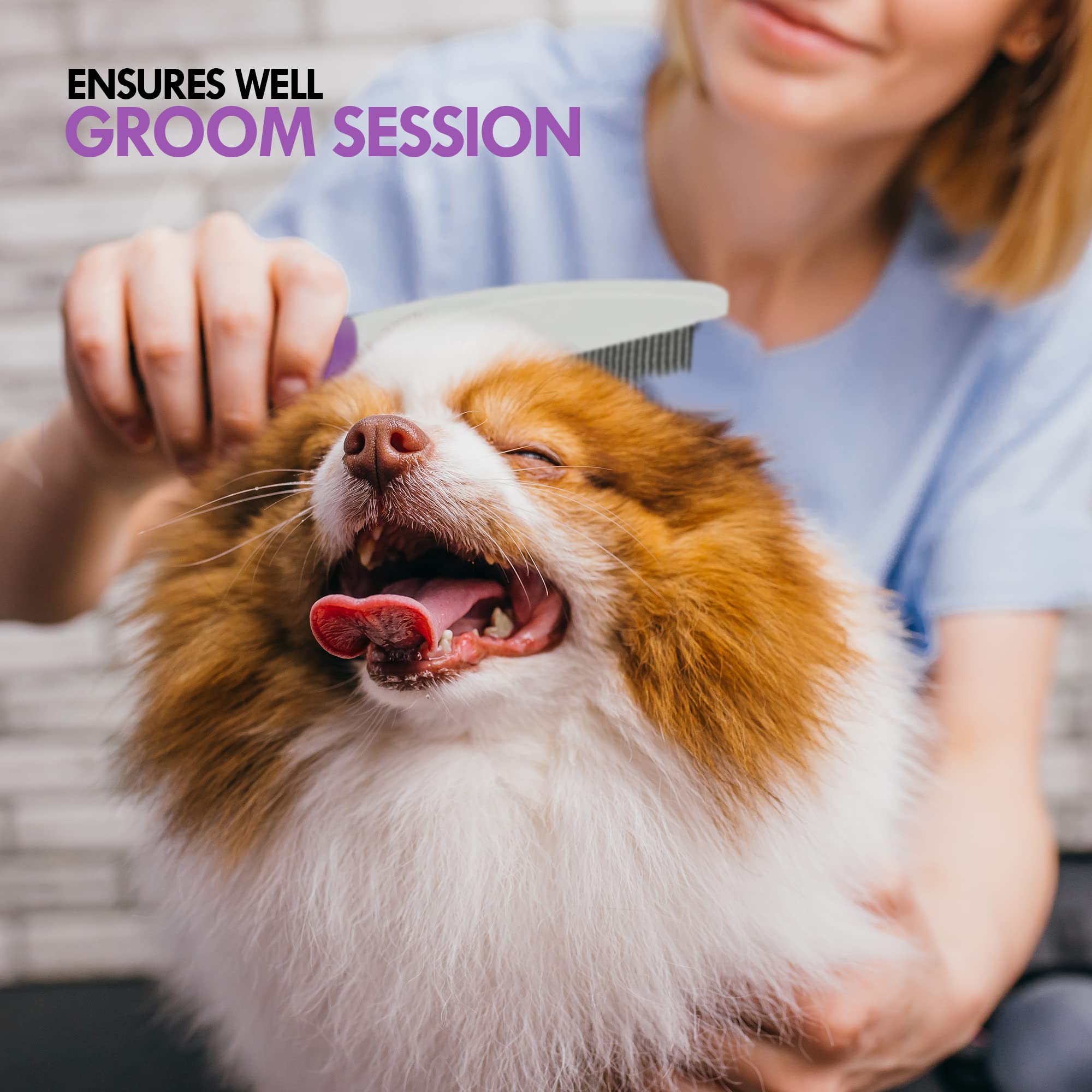 Pet Comb To Comb Your Dogs,Cats,Poodles Hair- Rotatable Pins, Easy To Use, Slip Proof- Best Dog Comb For Grooming Your Dog