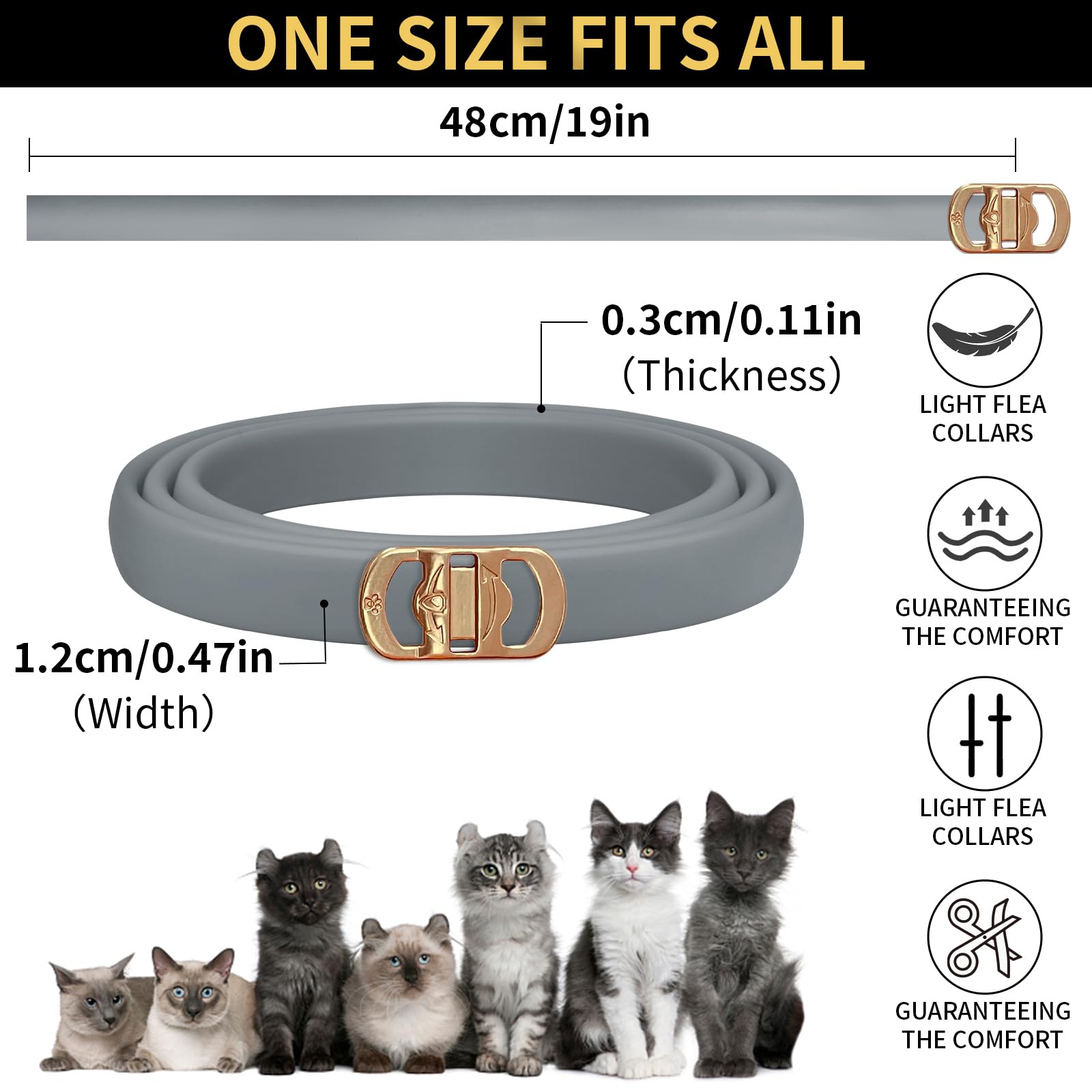 YOTANGO 4 Pack Flea Collar for Cats, 32 Months Flea and Tick Prevention for Cats, Waterproof Cat Flea Collar, Cat Flea and Tick