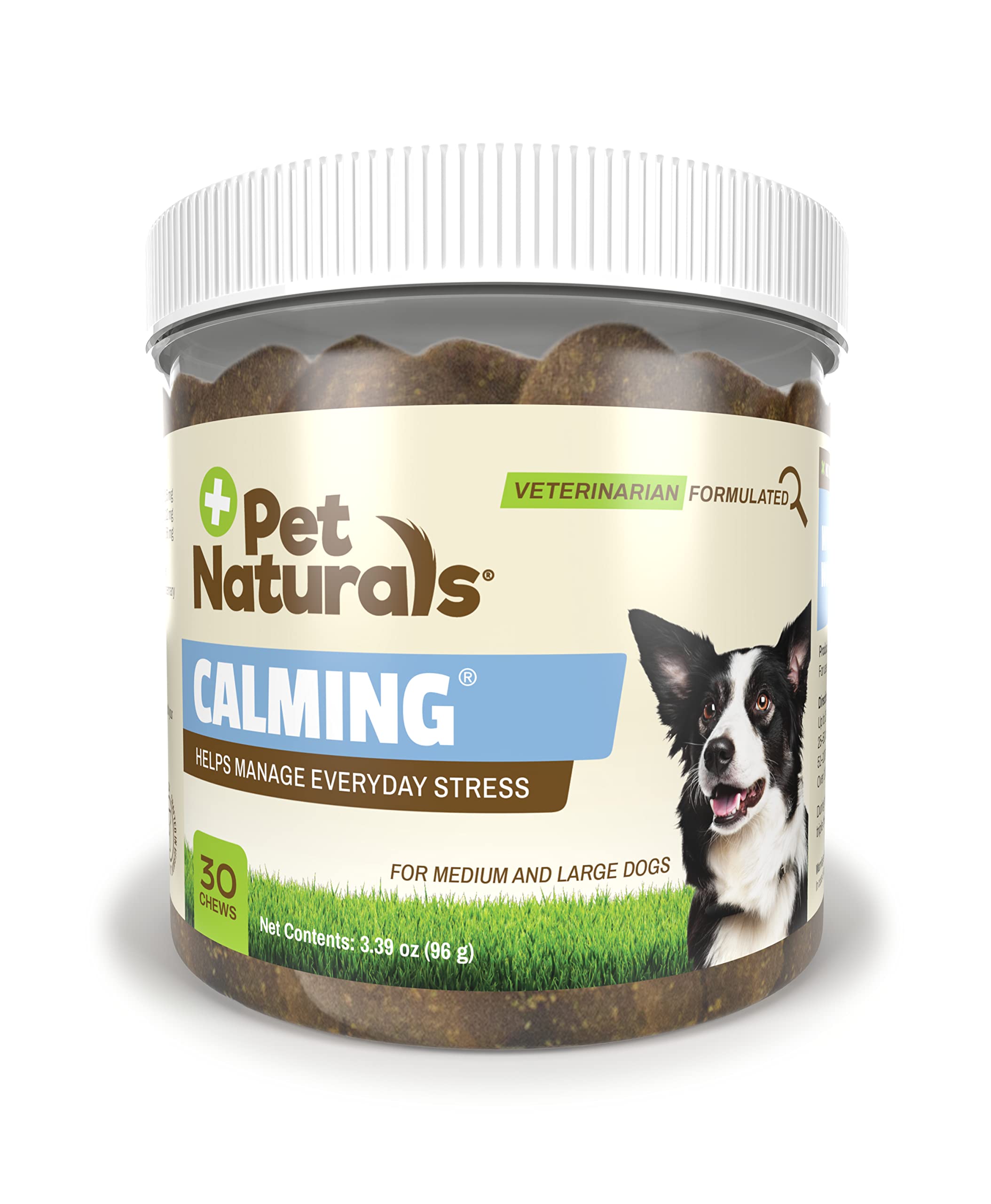Pet Naturals Calming for Medium and Large Dogs, 30 Chicken Flavored Chews - Works in 30 Minutes, Anxiety Relief for Dogs, Vet Re