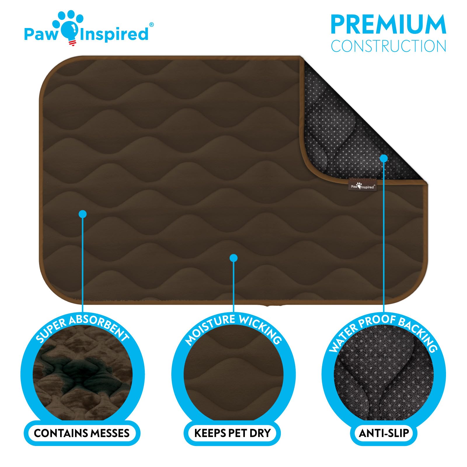 Paw Inspired Washable Padded Crate Mats For Dogs | 29    X 18    Pad, Fits 30-Inch Kennels | Leakproof, Waterproof Bottom, Plush