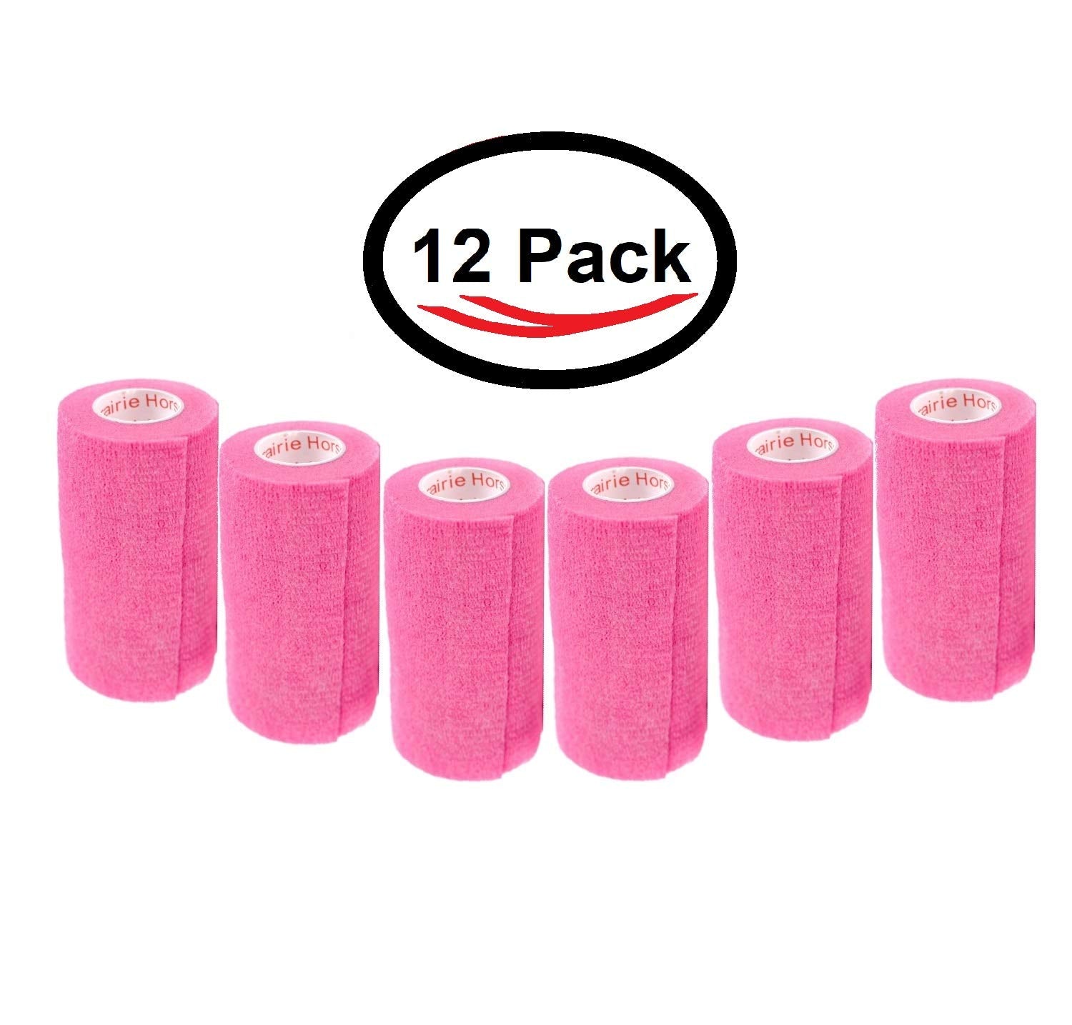 3 Inch Vet Wrap Tape Bulk (Neon Pink) (Pack of 12) Self Adhesive Adherent Adhering Flex Bandage Grip Roll for Dog Cat Pet Horse